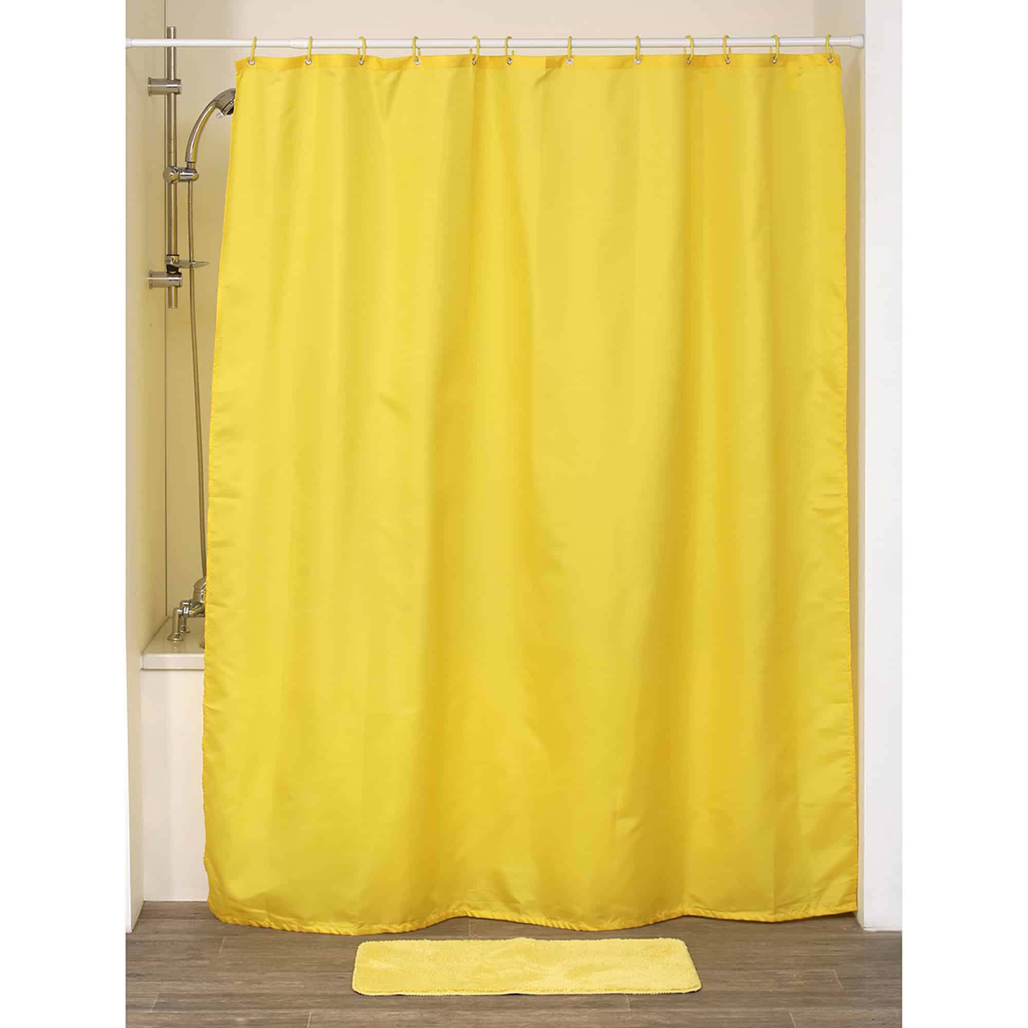 evideco-rideau-de-douche-jaune-extra-long-polyester-200x180-cm image 2