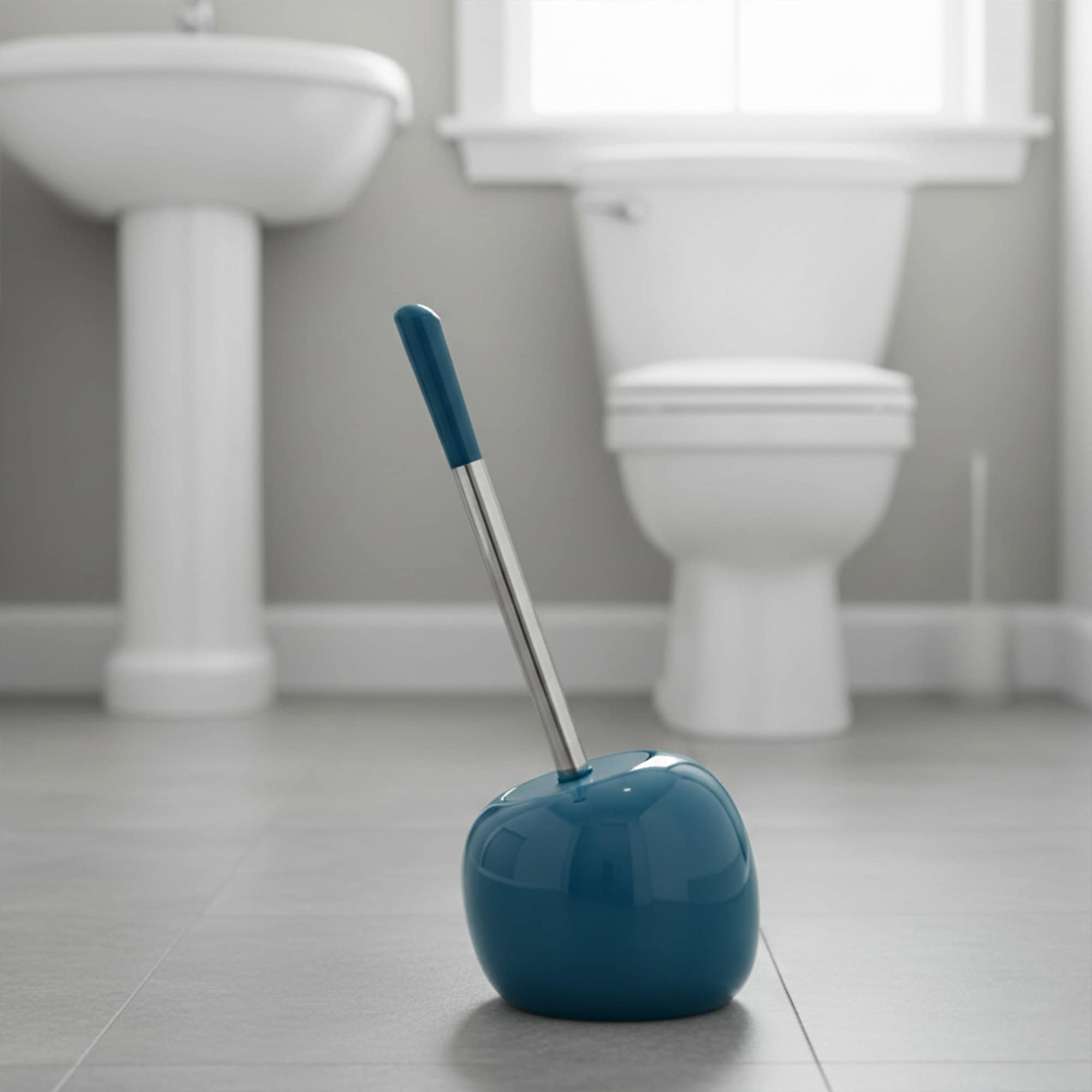 evideco-pise-brosse-wc-bleu-paon-avec-support-autoportant image 2