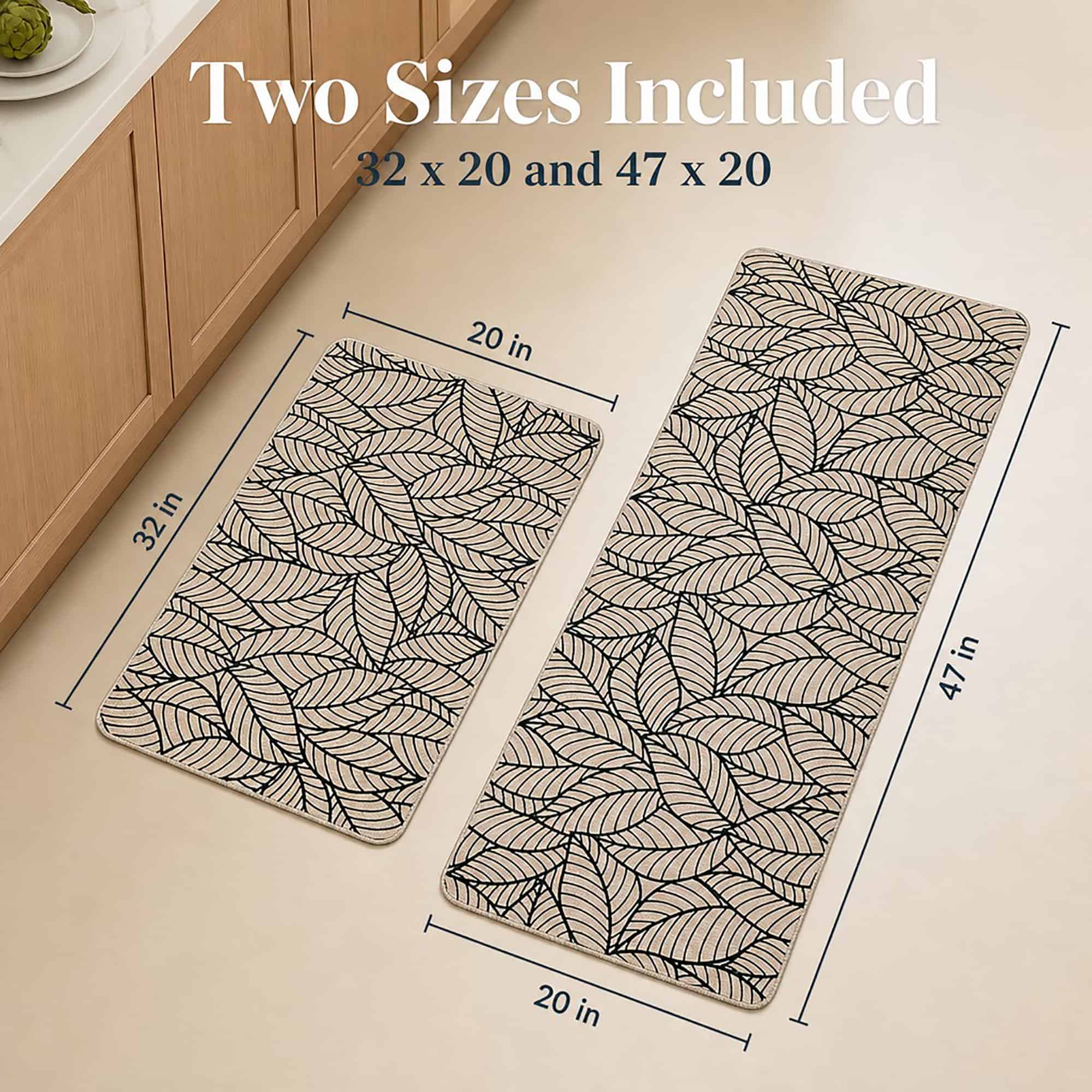 evideco-tapis-cuisine-feuilles-jungle-beige-lot-de-2 image 3