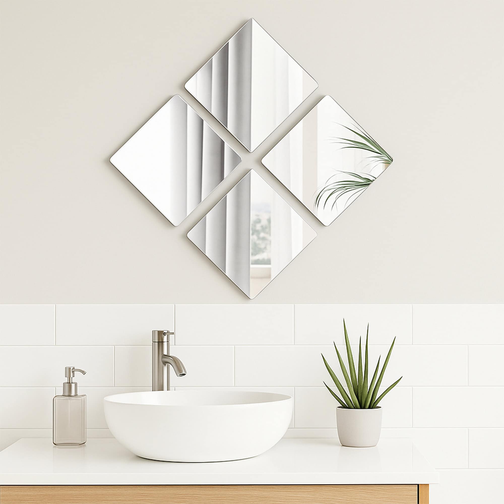 evideco-miroirs-adh-sifs-carr-s-verre-lot-de-4-d-co-murale image 1