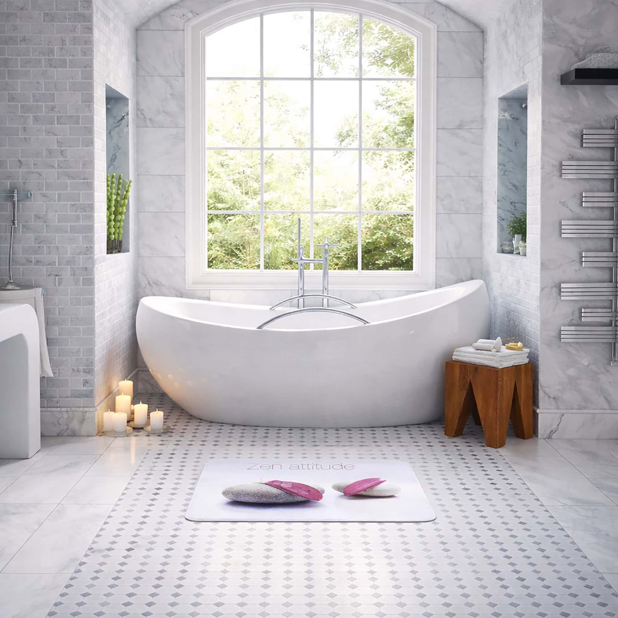 evideco-zen-attitude-tapis-de-bain-m-moire-de-forme-rose-61x91-cm image 5