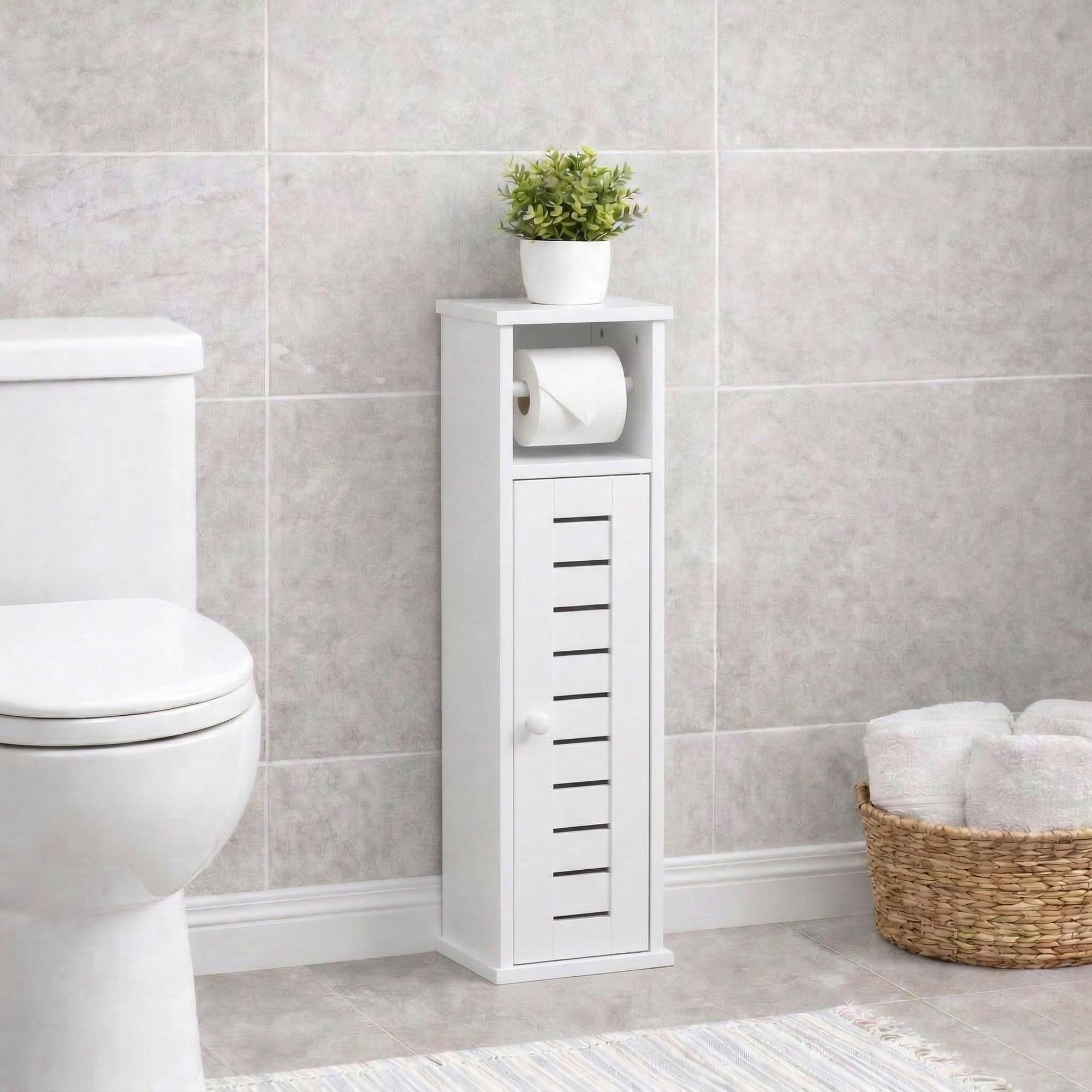 evideco-santorin-meuble-wc-blanc-papier-toilette-6-rouleaux image 1