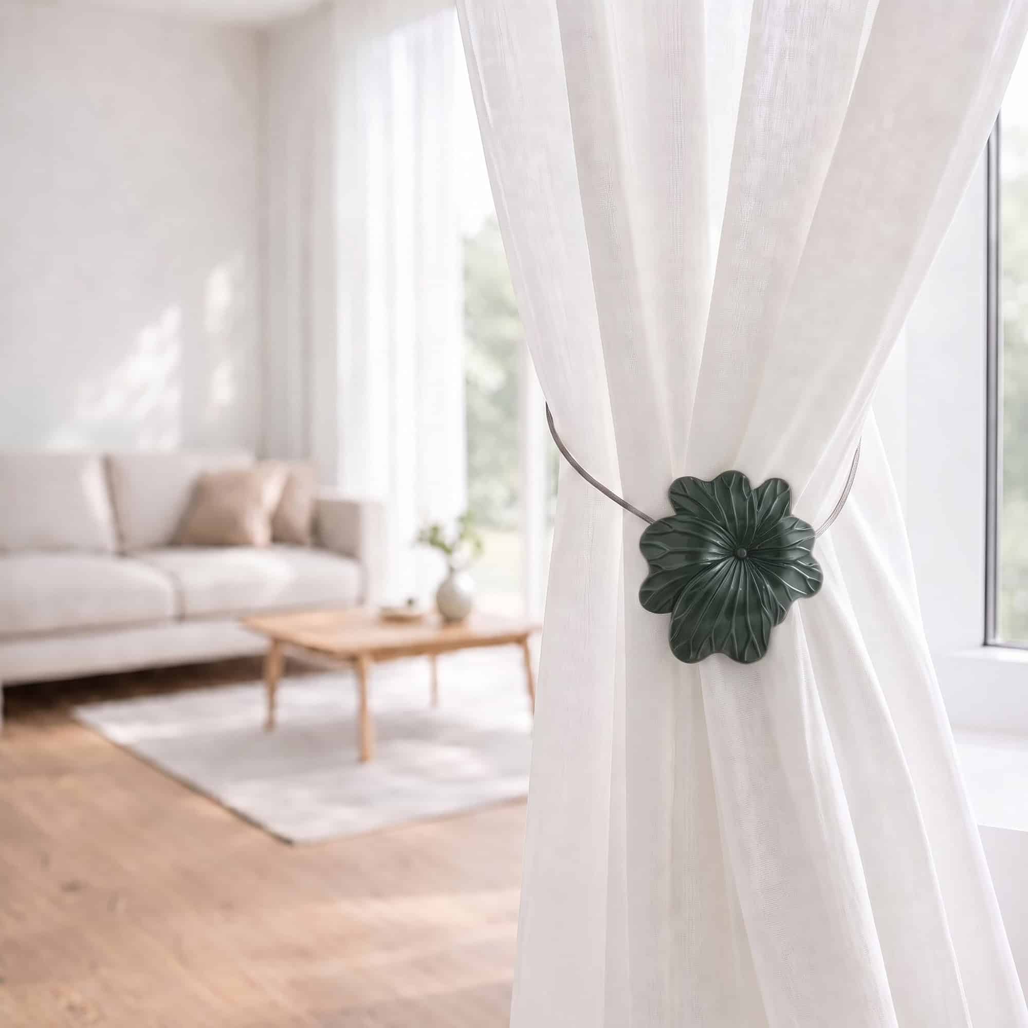 evideco-home-accessories-embrasse-rideau-fleur-kaki-r-sine-magn-tique image 1