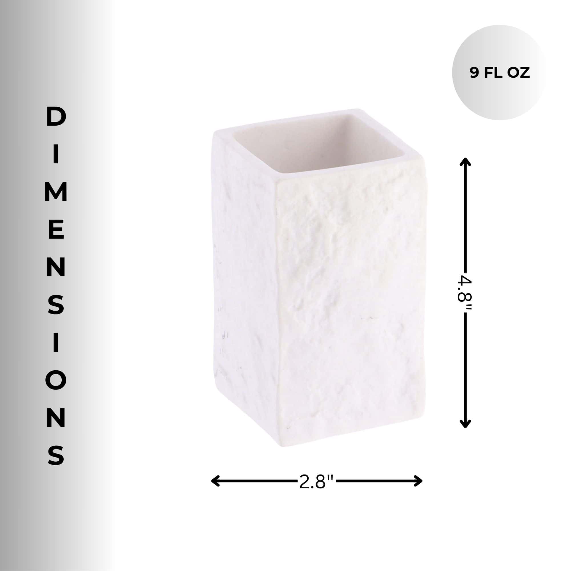 evideco-bathroom-accessories-square-stone-gobelet-salle-de-bain-blanc image 4