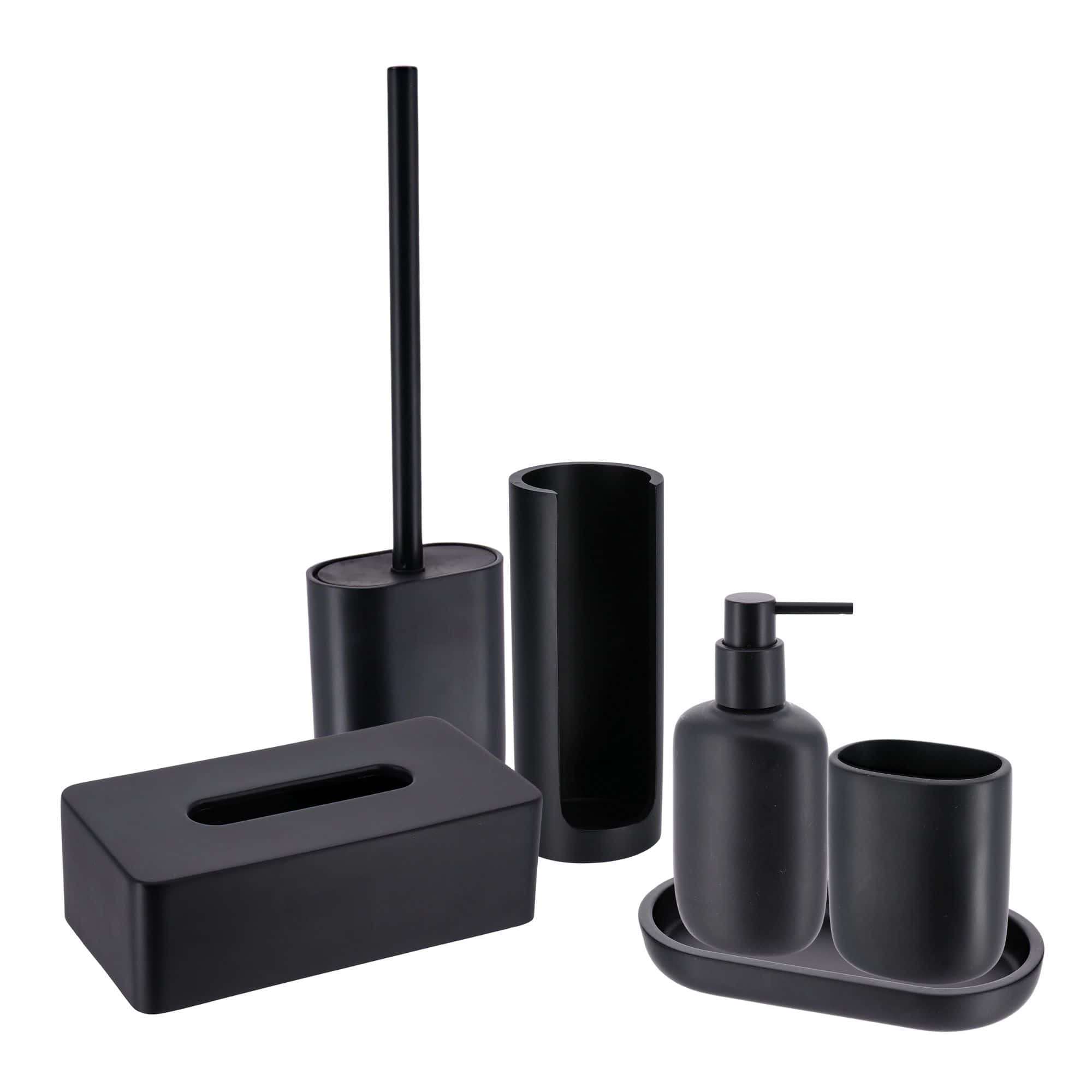 evideco-bathroom-accessories-ensemble-salle-de-bain-noir-6-pi-ces image 8