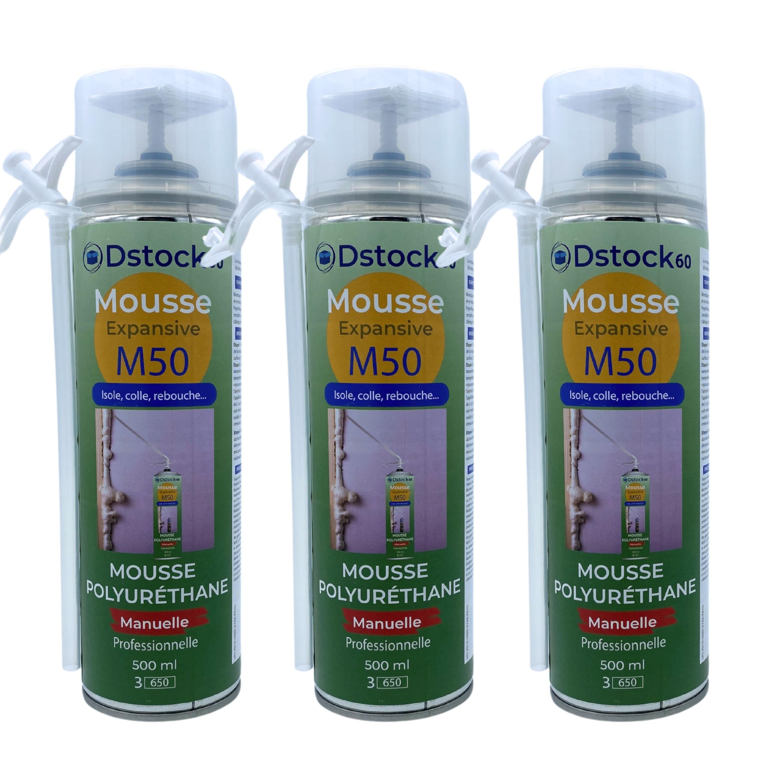 dstock60-mousse-expansive-manuelle-500ml-lot-de-3-polyur-thane image 1