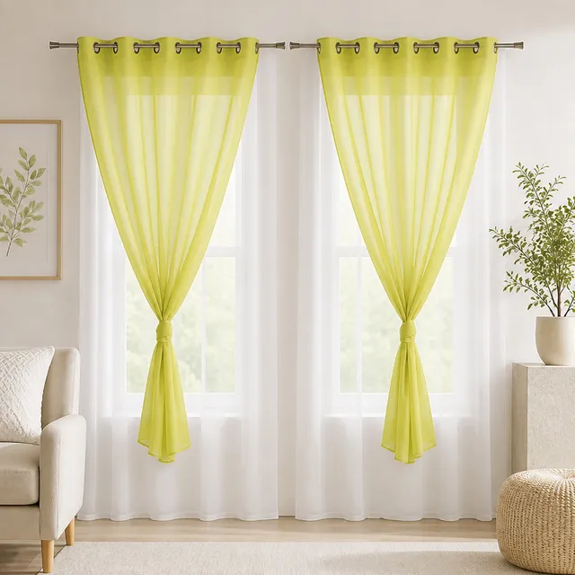 evideco-lot-2-voilages-vert-anis-r-versibles-241x140-tamisants image 1