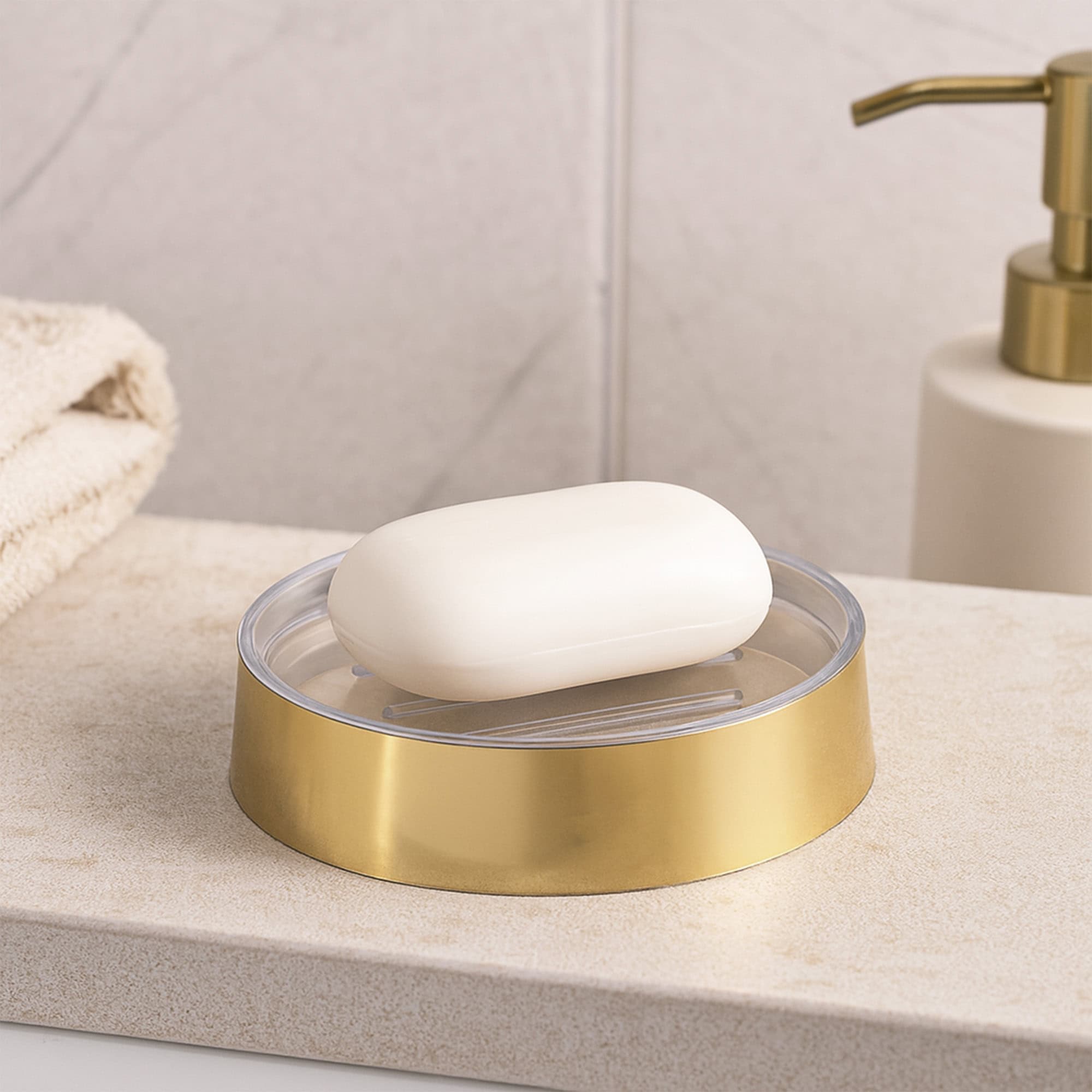 evideco-golden-porte-savon-dor-bross-coupelle-or image 1