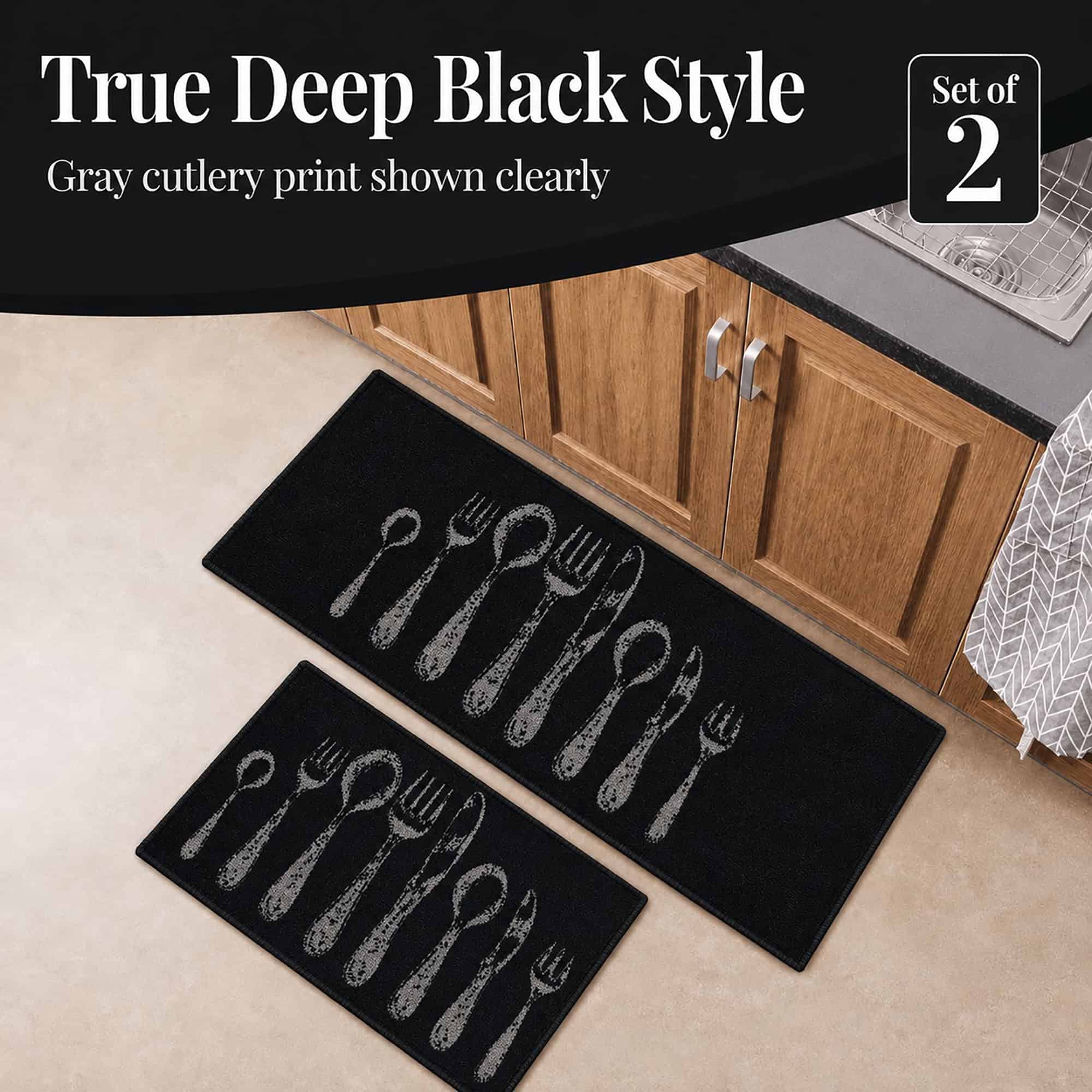 evideco-tapis-cuisine-noir-couverts-effet-laine-lot-de-2 image 3