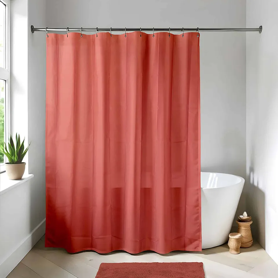 evideco-shower-accessories-rideau-de-douche-terracotta-71x79 image 1