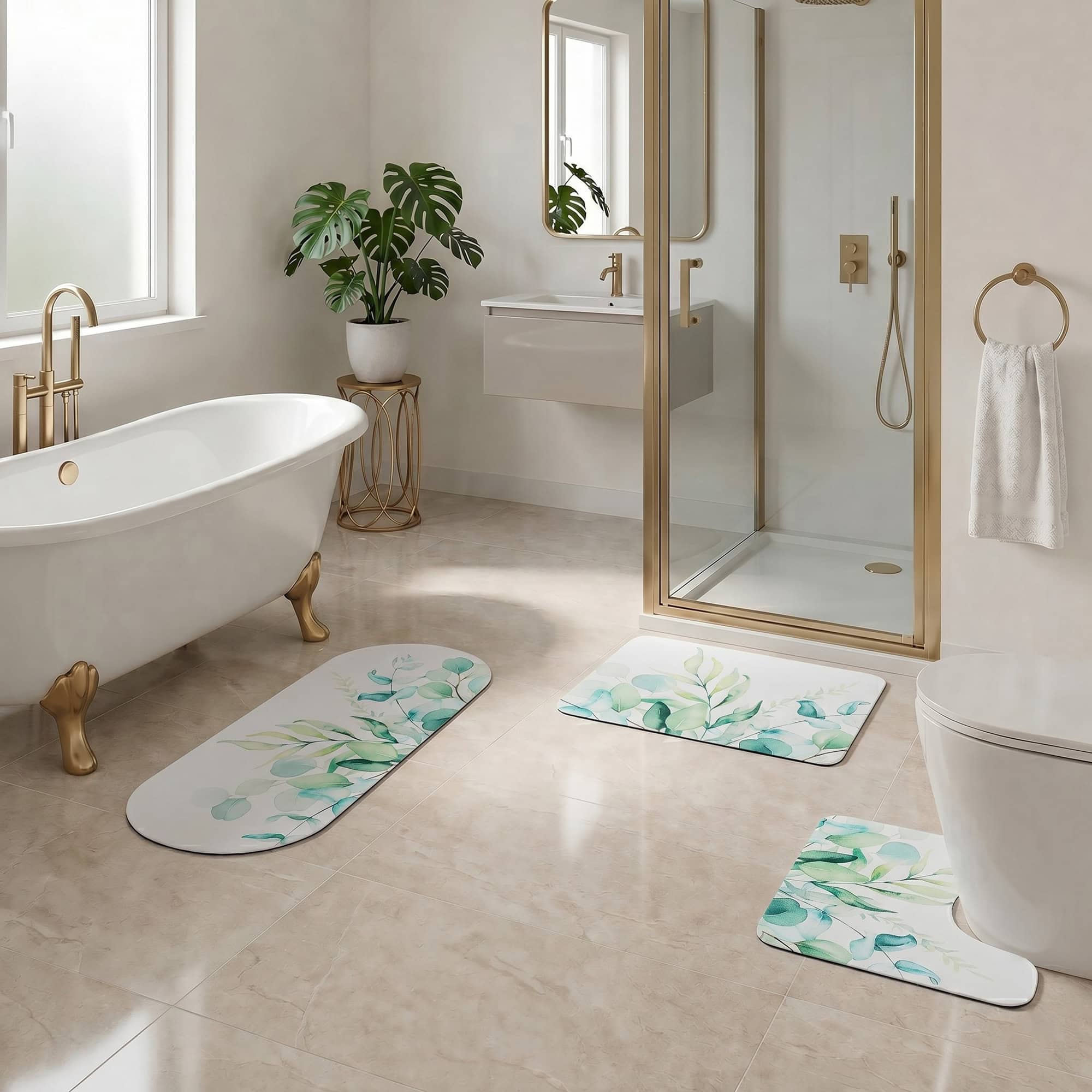 evideco-eucalyptus-mist-lot-3-tapis-de-bain-antid-rapant image 1