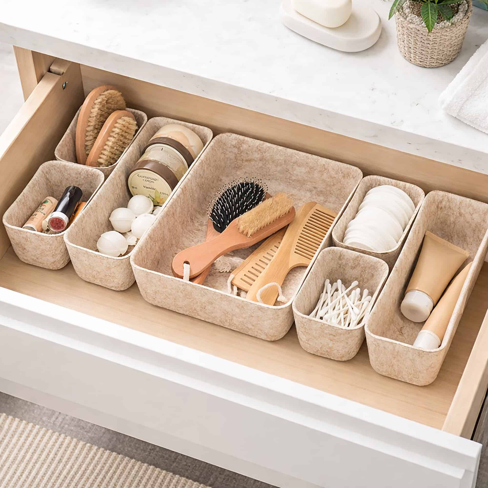 evideco-organiseur-tiroir-feutrine-beige-lot-de-7 image 2