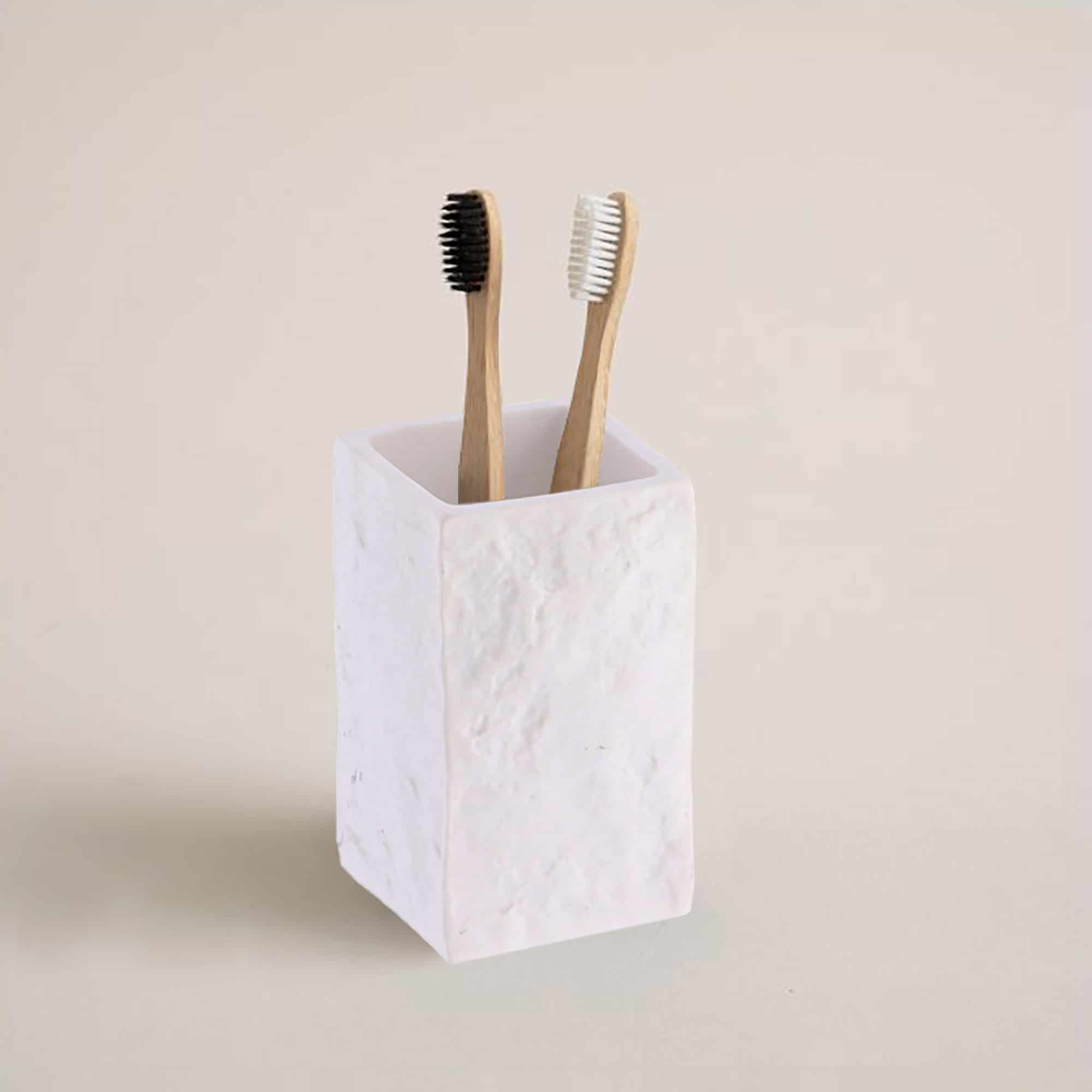 evideco-bathroom-accessories-square-stone-gobelet-salle-de-bain-blanc image 5