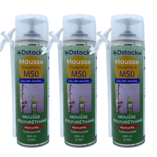 dstock60-mousse-expansive-manuelle-500ml-lot-de-3-polyur-thane image 1