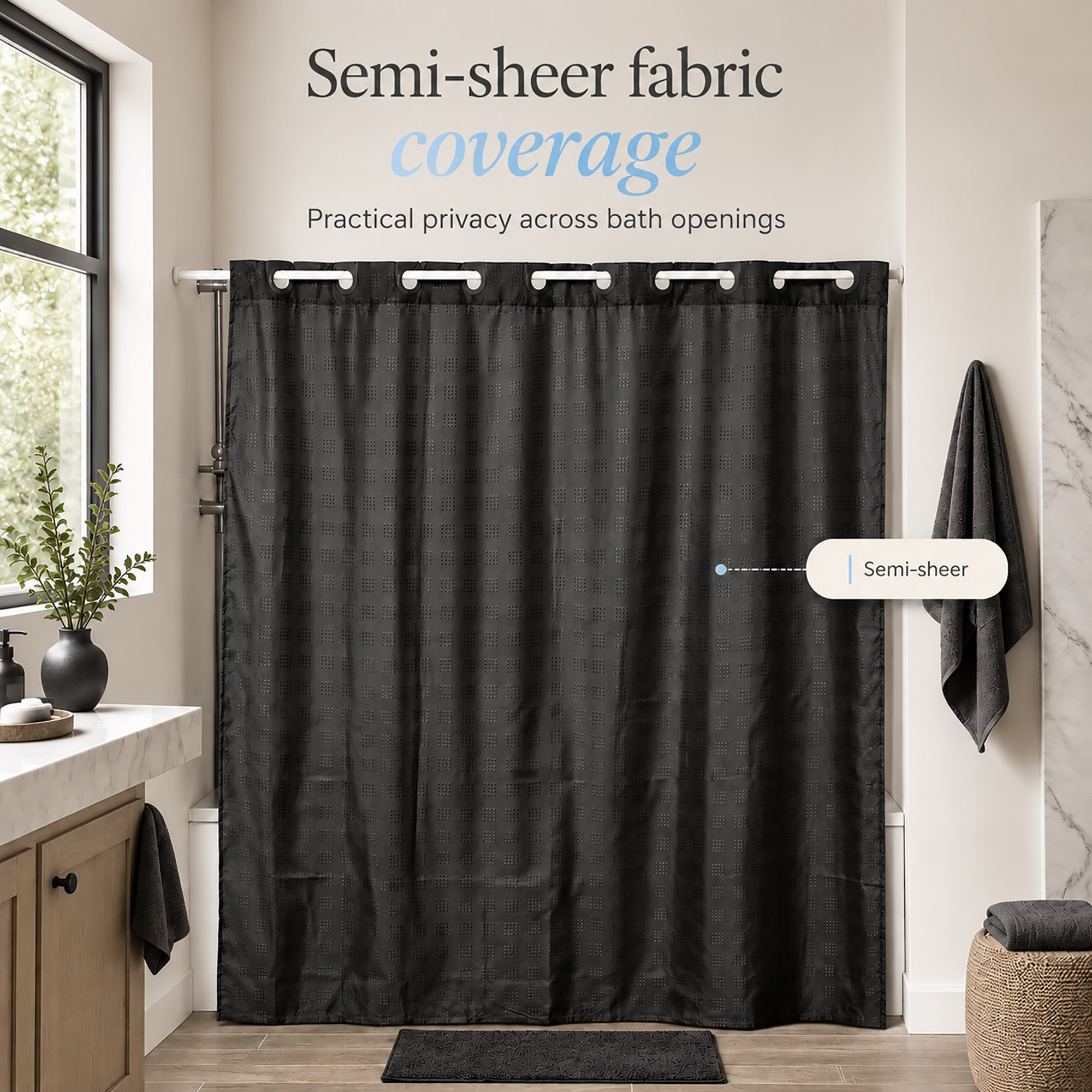 evideco-rideau-de-douche-noir-sans-crochets-180x200-extra-long image 6