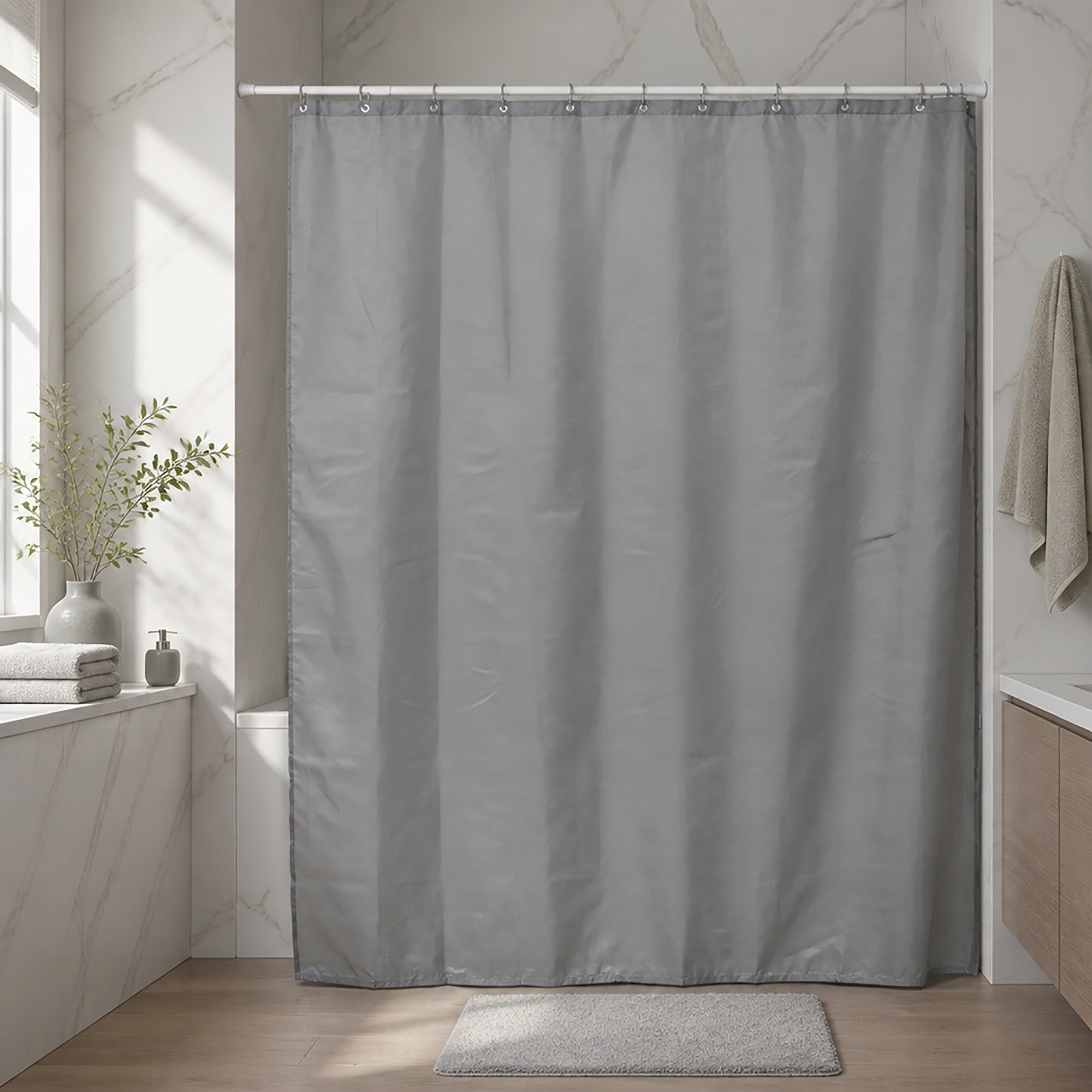 evideco-rideau-de-douche-gris-extra-long-200x180-12-anneaux image 1