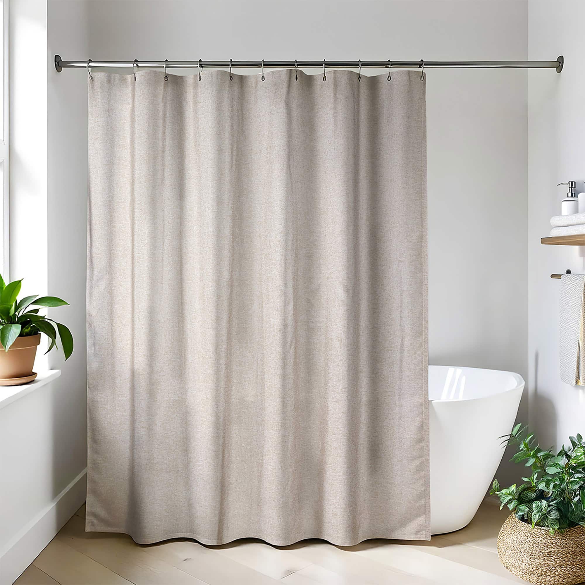 evideco-rideau-douche-taupe-effet-lin-180x200-cm-tissu-long image 1
