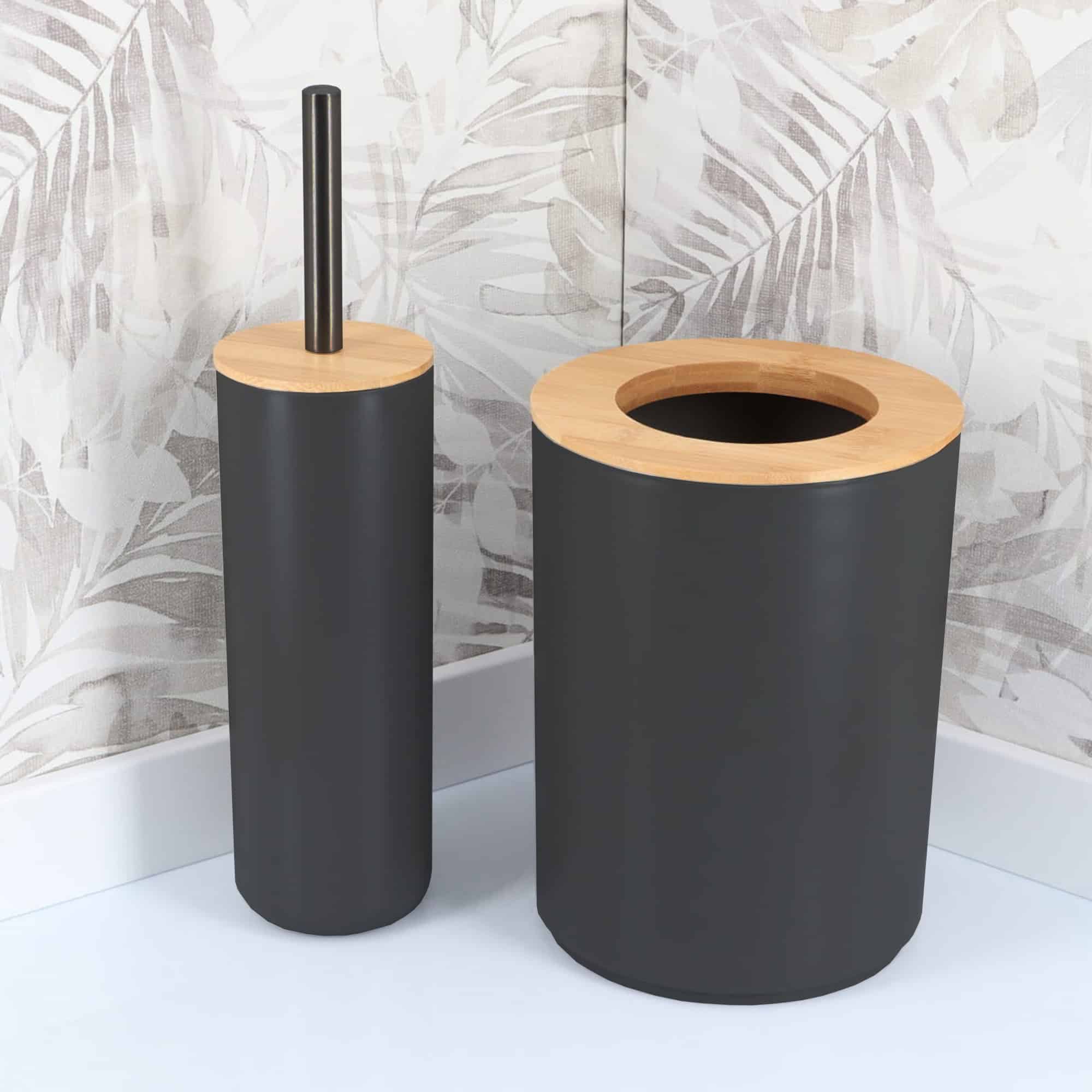 evideco-padang-set-accessoires-salle-de-bain-7-pi-ces-noir-bambou image 3