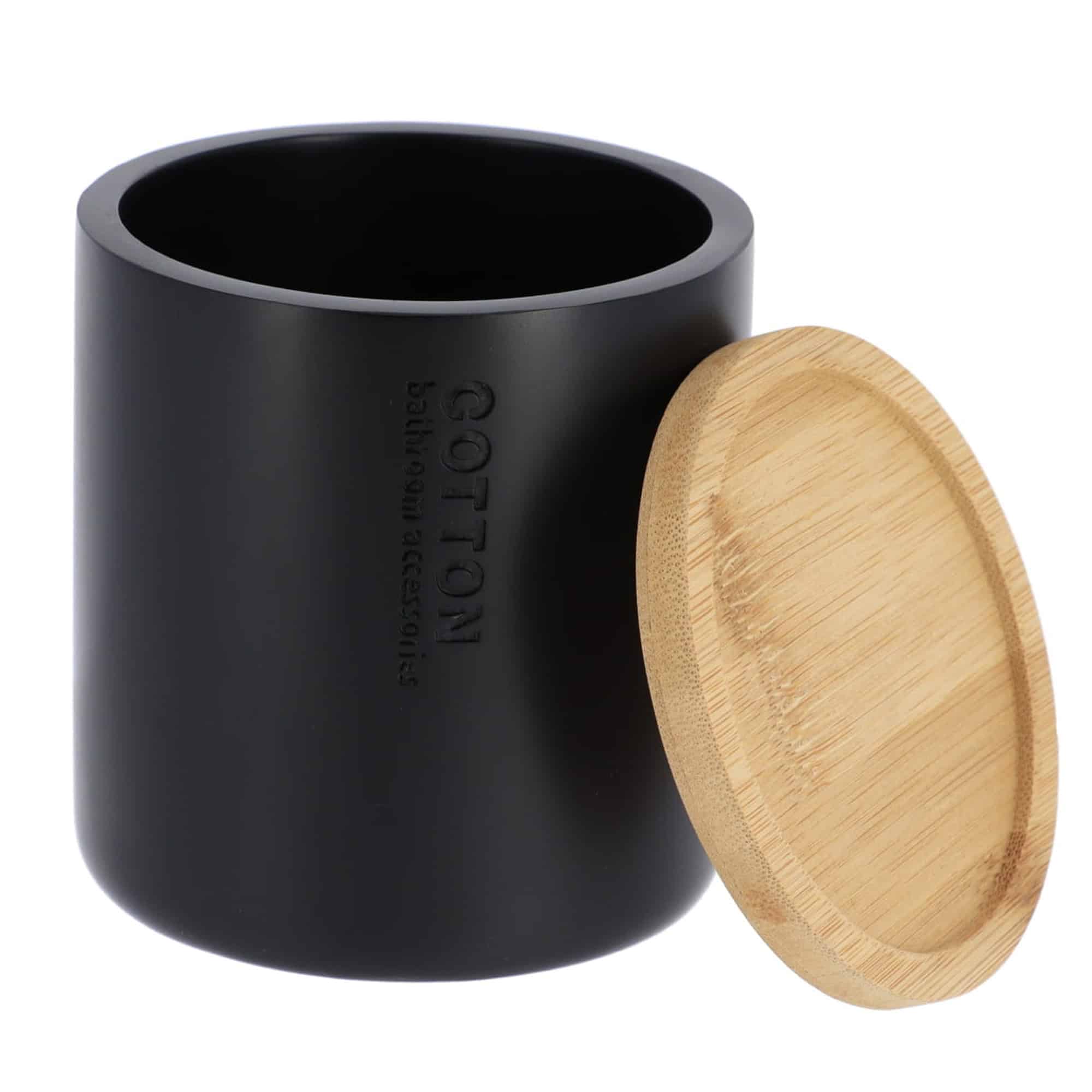 evideco-bo-te-cotons-tiges-noir-mat-bambou-salle-de-bain image 3