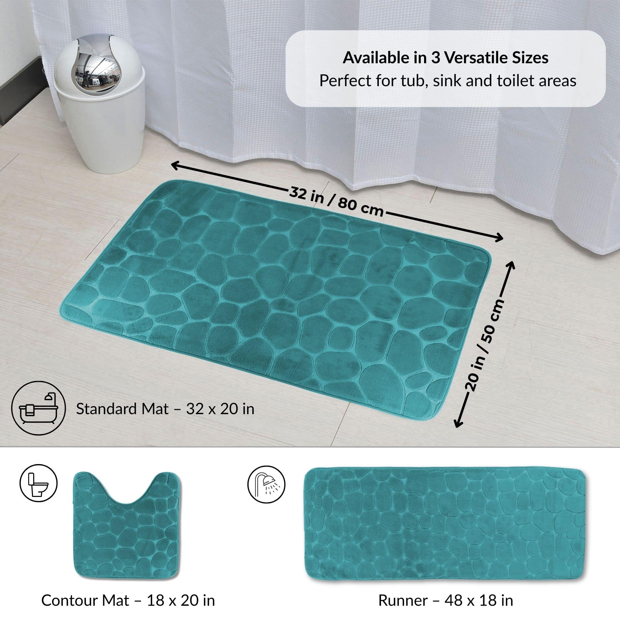 evideco-bathroom-mats-tapis-de-bain-mousse-m-moire-bleu-paon-81x51-cm image 4