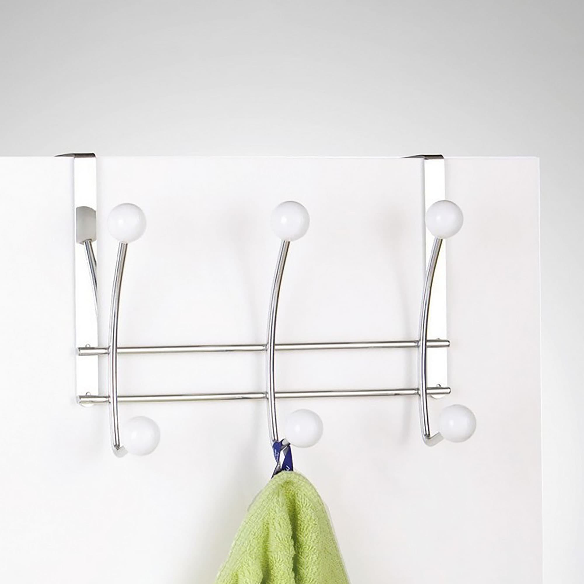 evideco-pat-re-dessus-de-porte-chrome-6-crochets-blancs image 1
