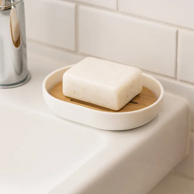 evideco-bathroom-accessories-porte-savon-blanc-padang-bambou image 1