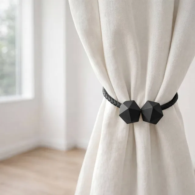 evideco-home-accessories-embrasse-rideau-noir-flexible-avec-embouts-bois image 1