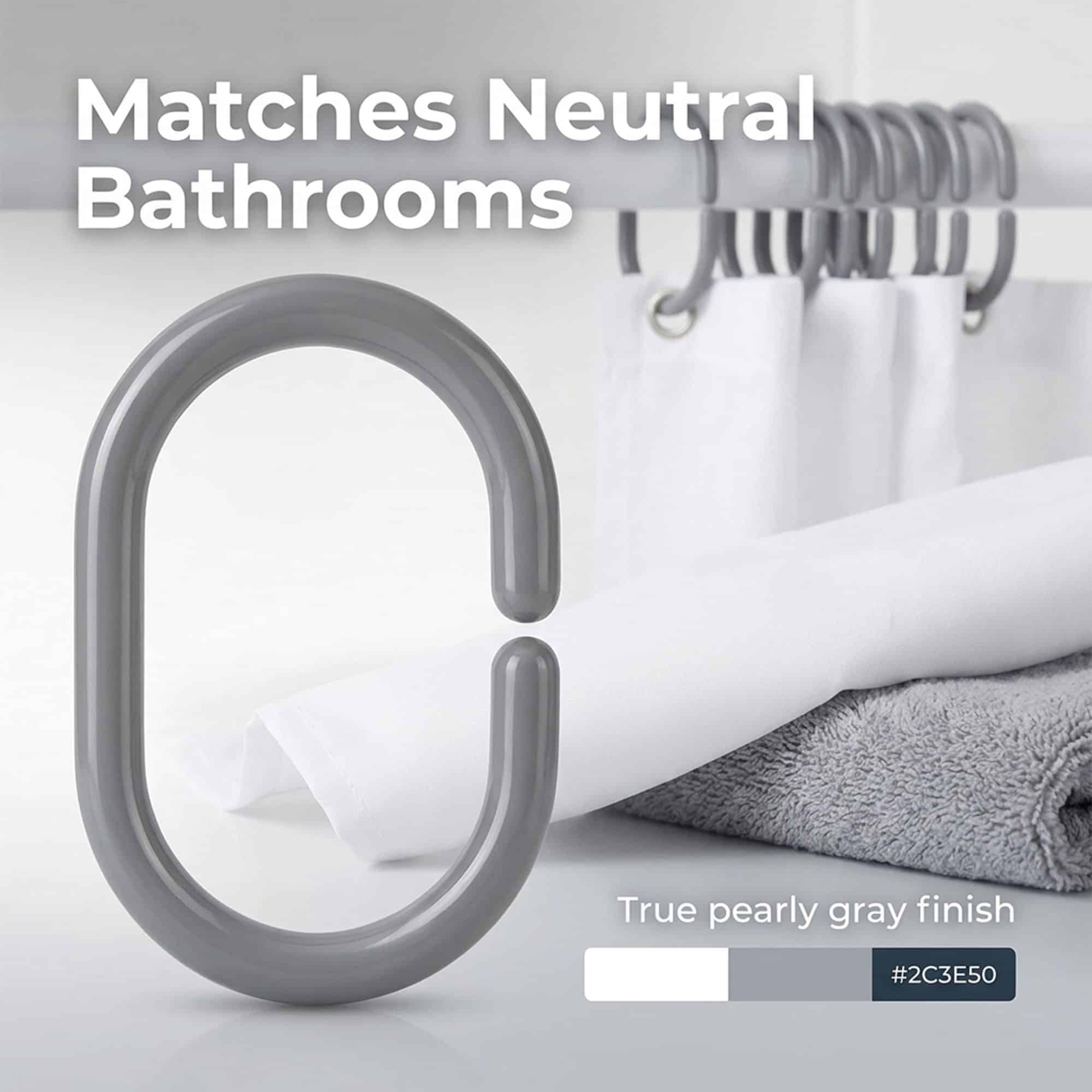 evideco-shower-accessories-anneau-rideau-douche-gris-perle-lot-12 image 8