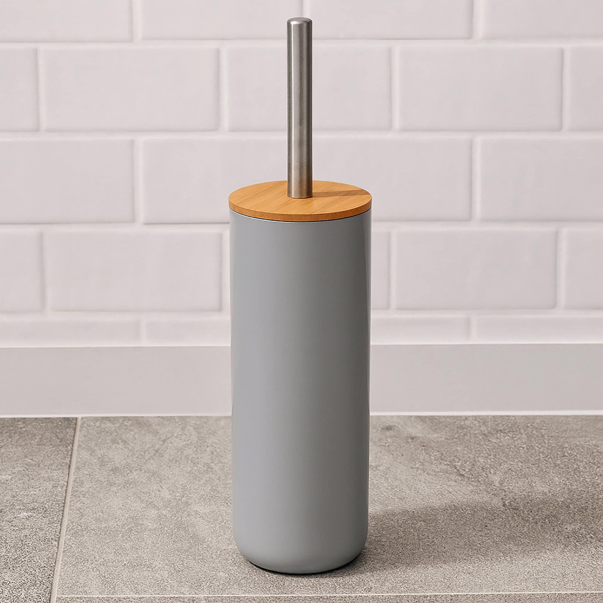 evideco-toilet-seats-brosse-wc-grise-bambou-avec-support image 1