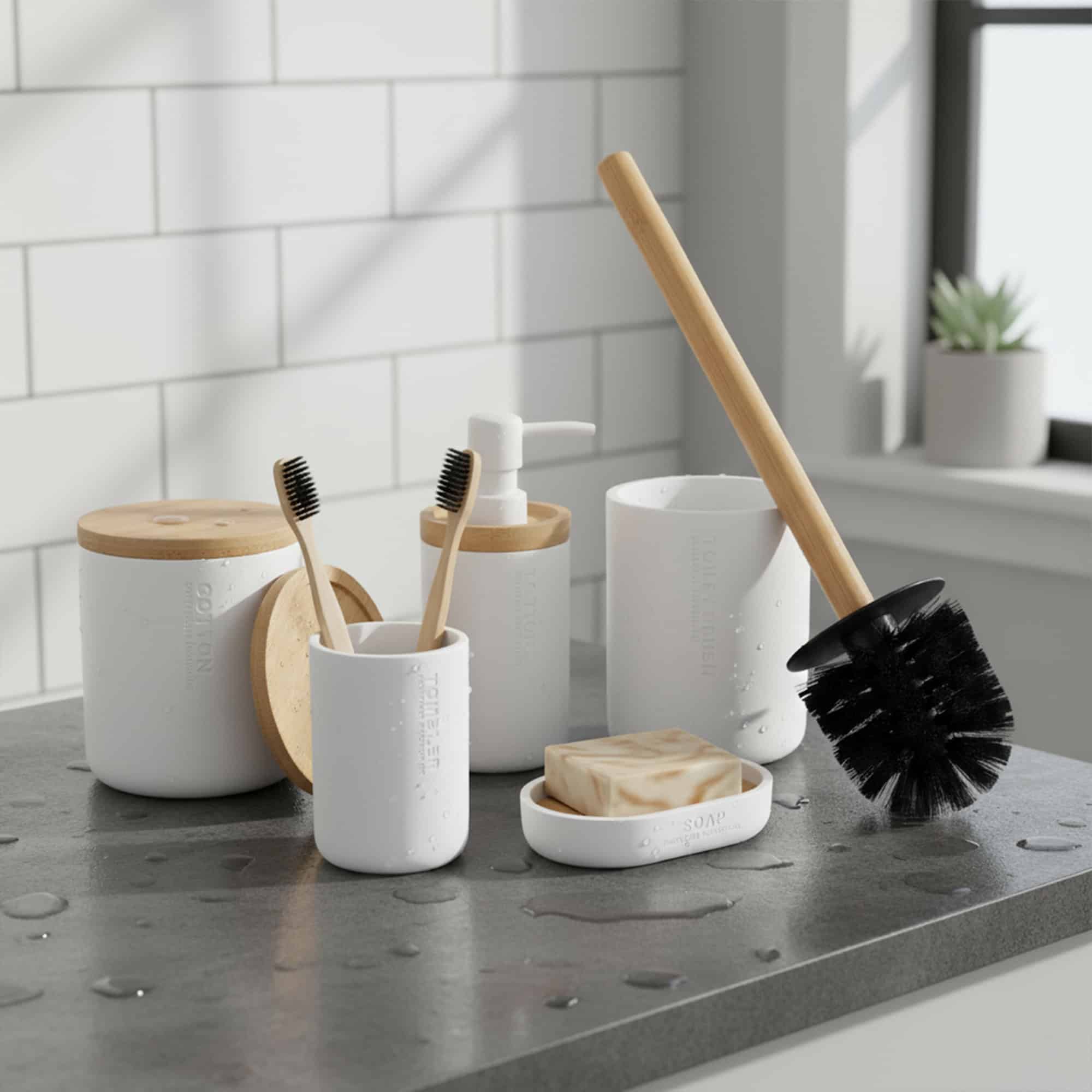 evideco-bathroom-accessories-distributeur-savon-blanc-bambou-polyresine image 7