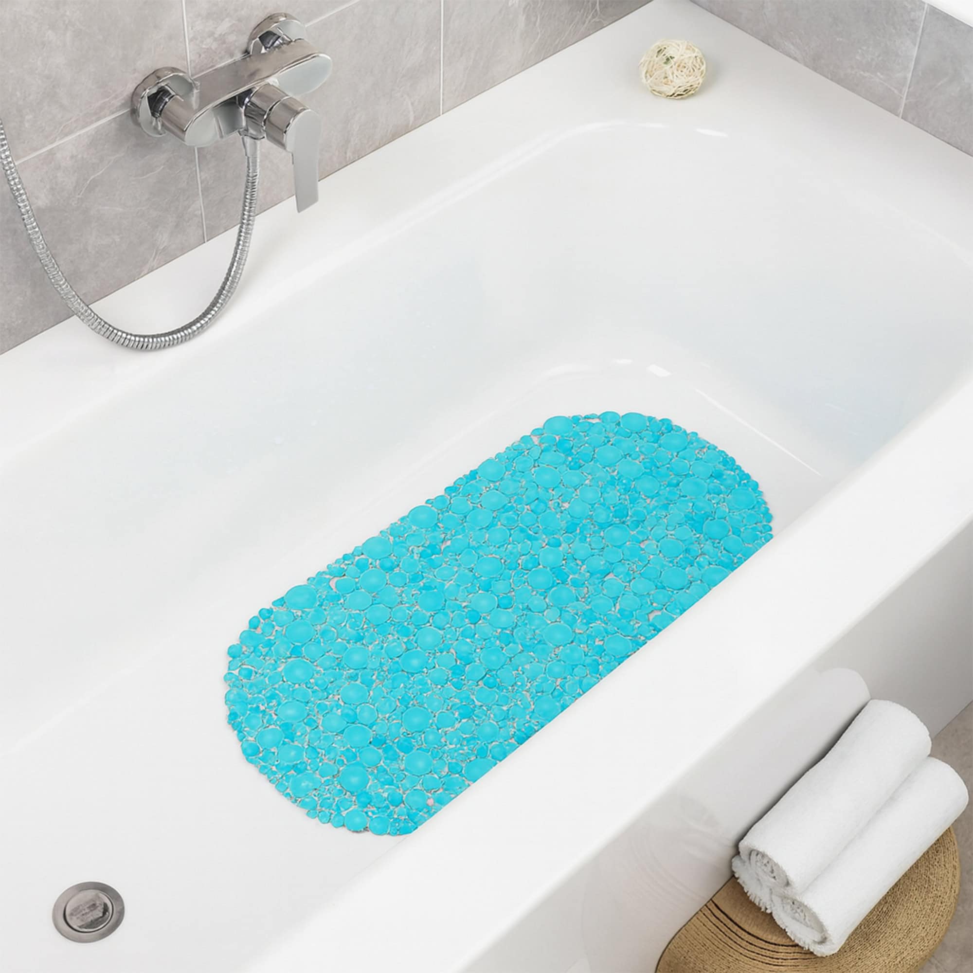 evideco-bubbles-tapis-baignoire-bleu-aqua-ovale-71x38-cm image 2
