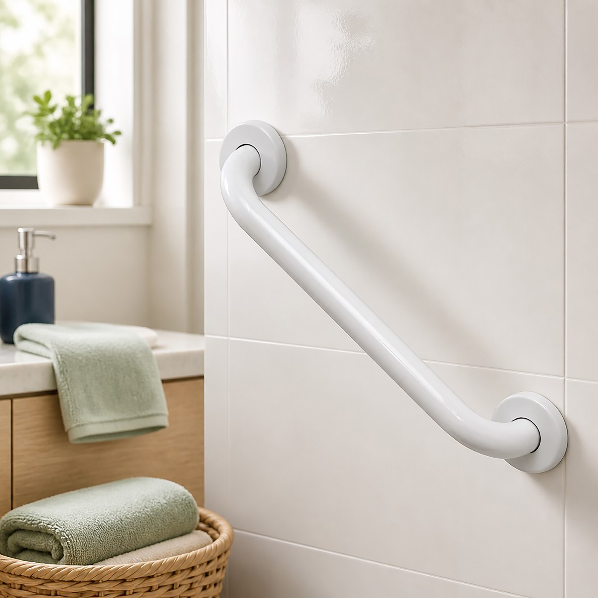 evideco-barre-d-appui-salle-de-bain-blanche-30-cm-inox-100-kg image 1