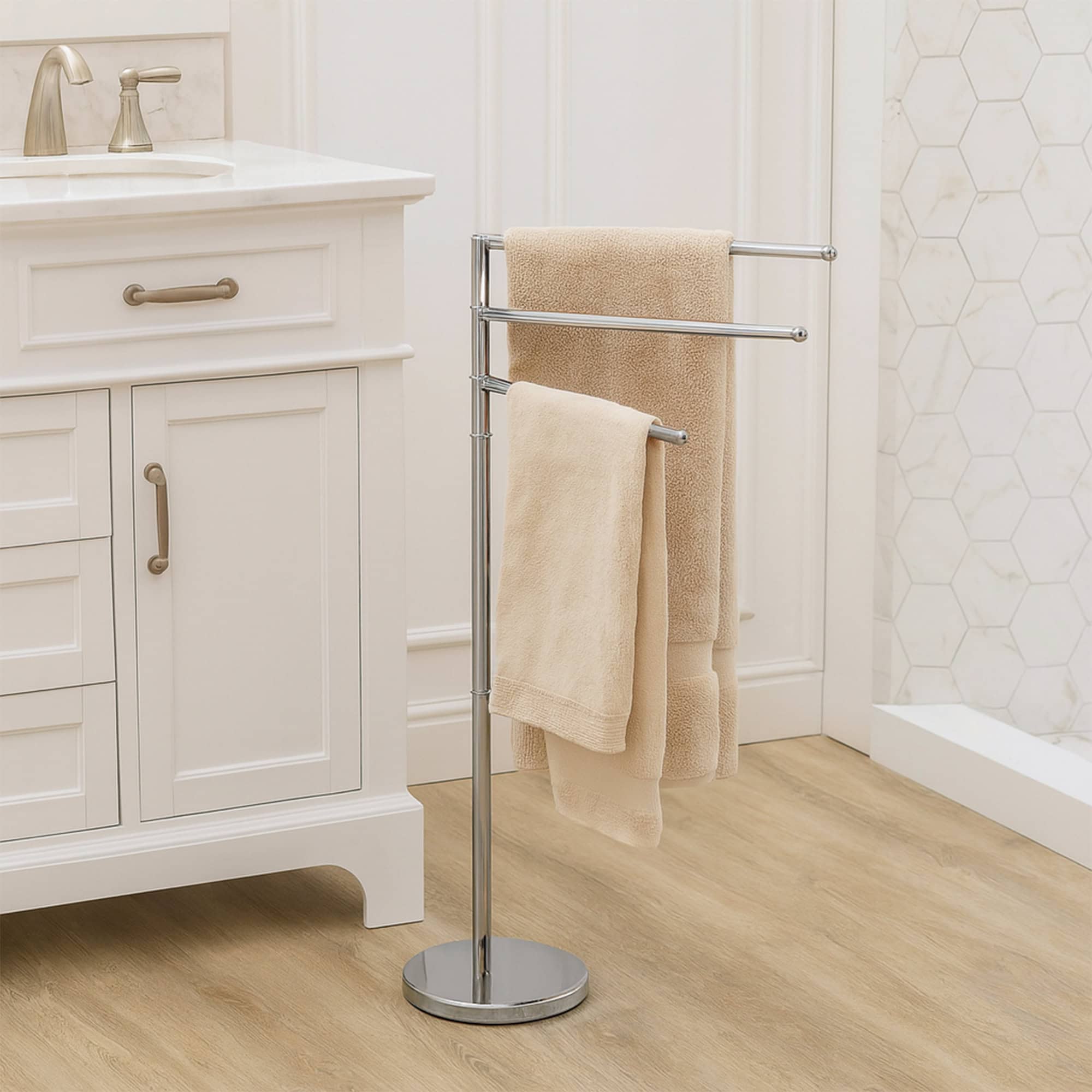 evideco-porte-serviettes-sur-pied-3-bras-inox-argent image 1