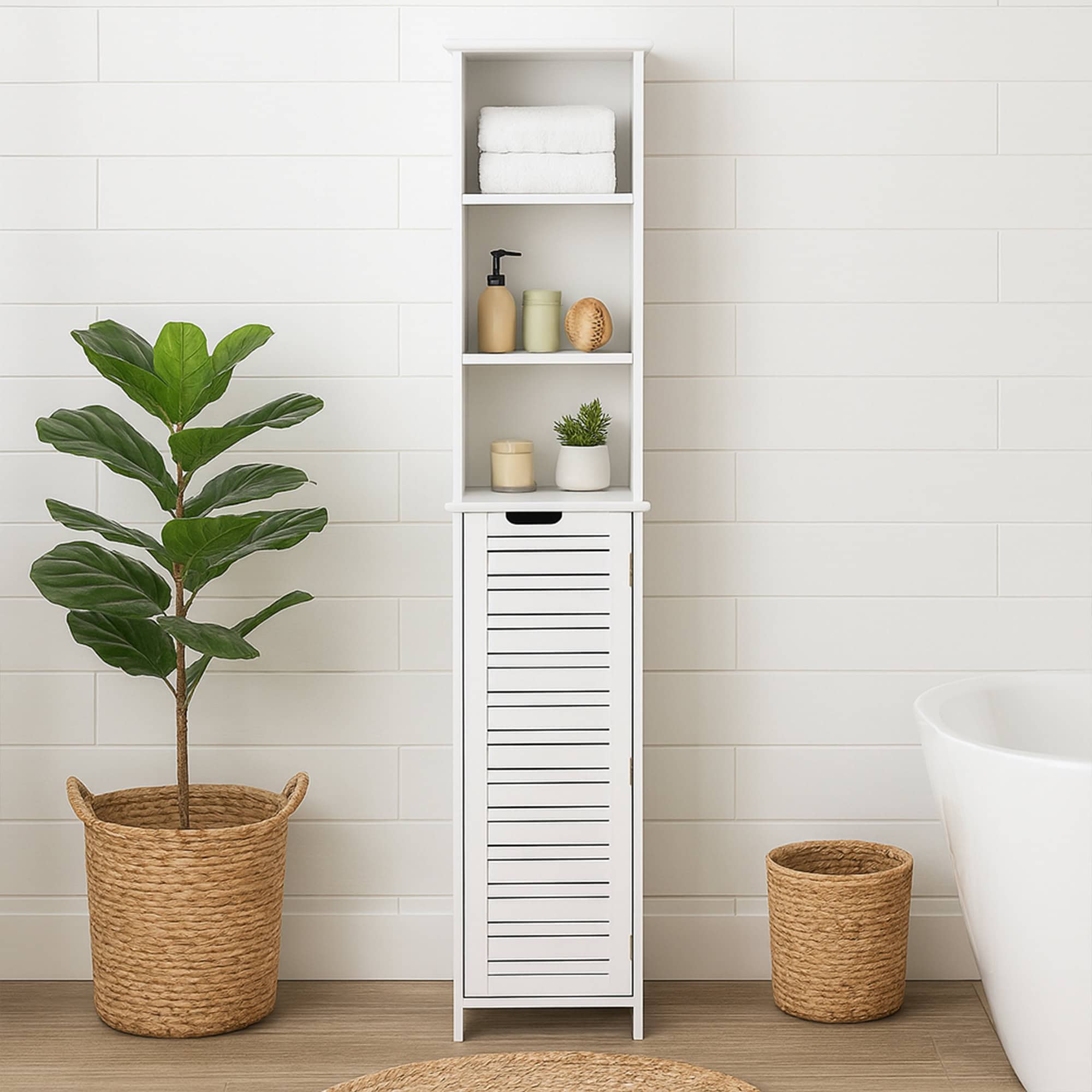 evideco-miami-armoire-salle-de-bain-blanche-haute-slim image 3