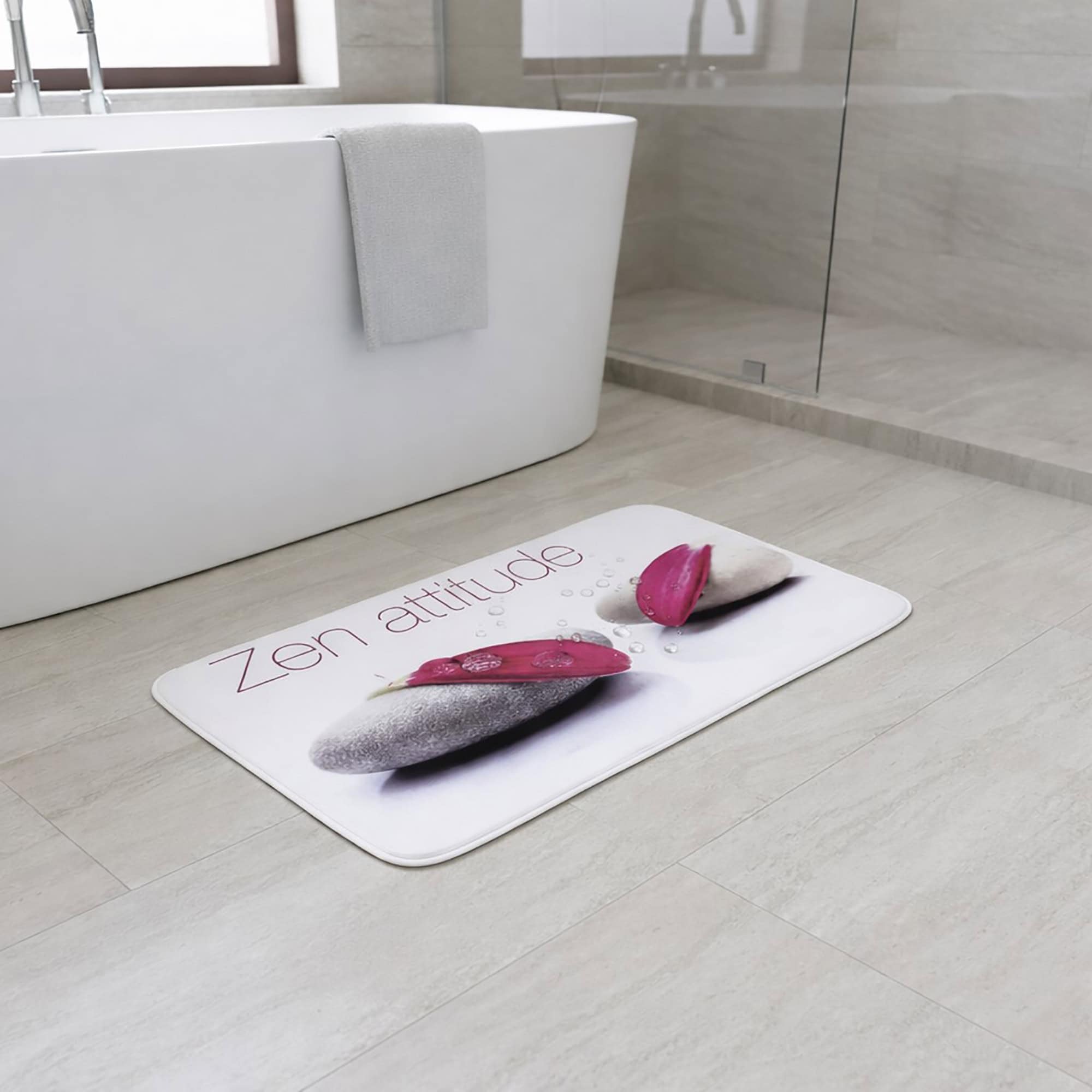 evideco-zen-attitude-tapis-de-bain-m-moire-de-forme-rose-61x91-cm image 1