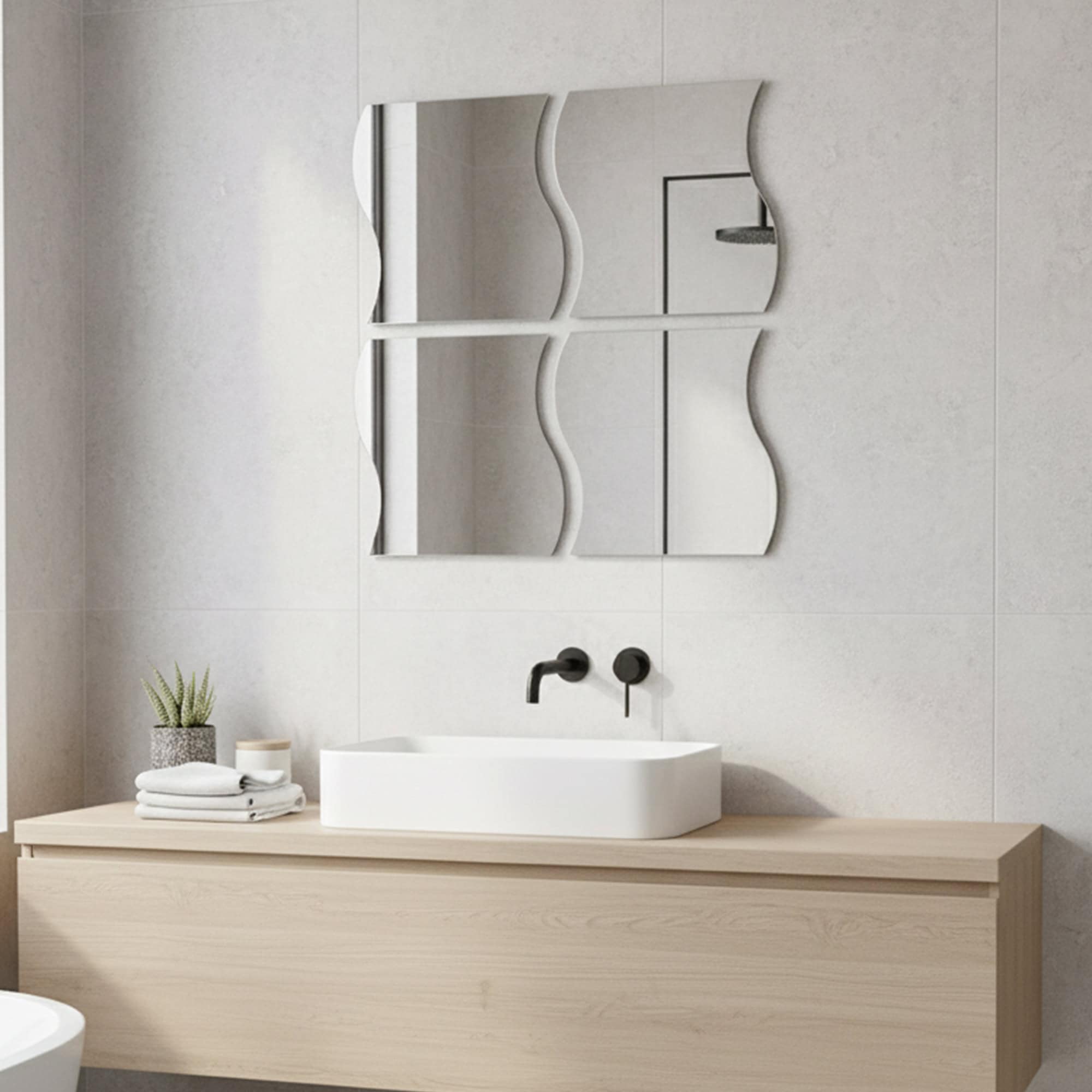 evideco-miroirs-adh-sifs-vagues-lot-de-4-d-coratif-mural image 1