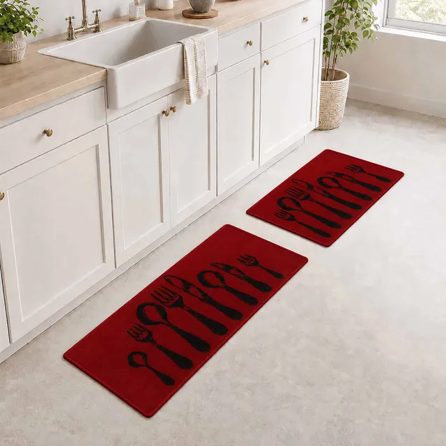 evideco-home-accessories-tapis-cuisine-rouge-couverts-lot-2 image 1