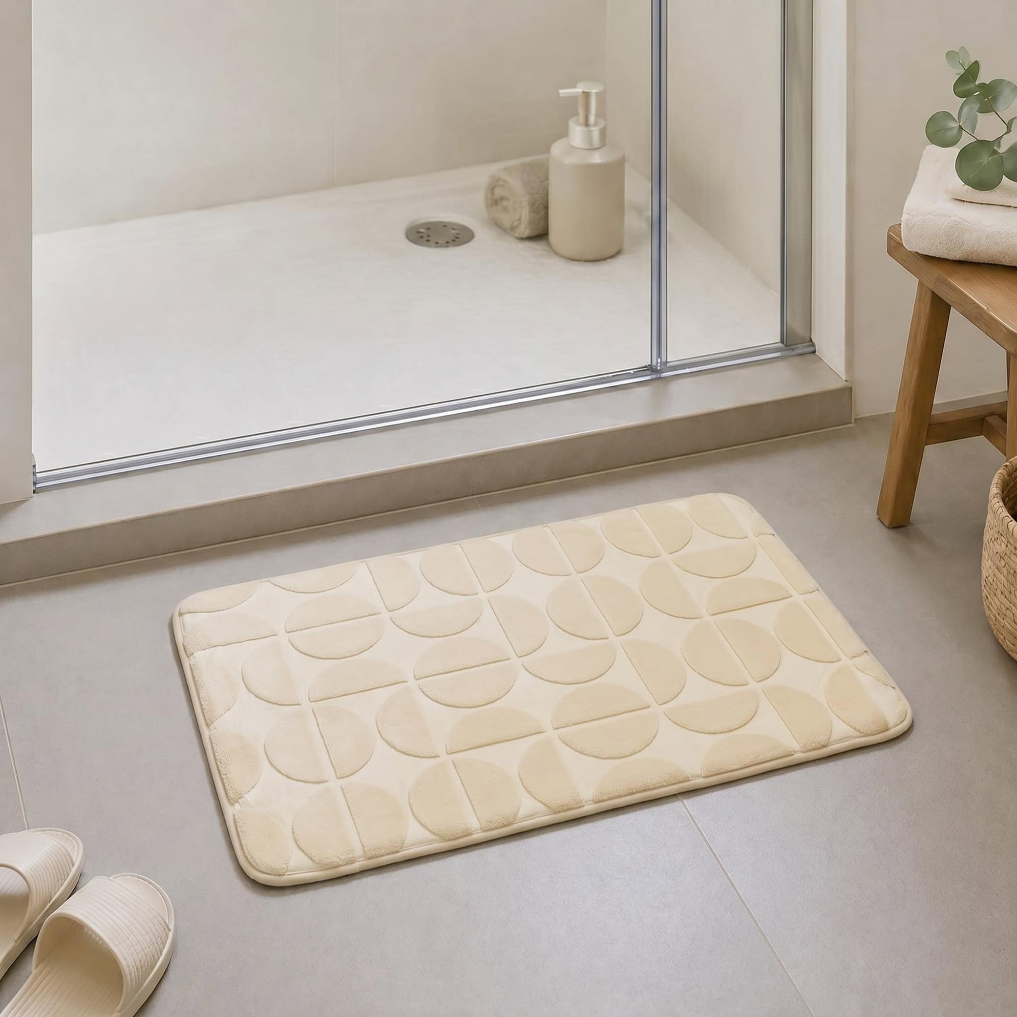 evideco-demi-lune-tapis-de-bain-cr-me-50x80-mousse-m-moire image 3