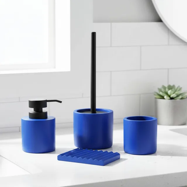 evideco-bathroom-accessories-set-salle-de-bain-bleu-ciment-4-pi-ces image 1