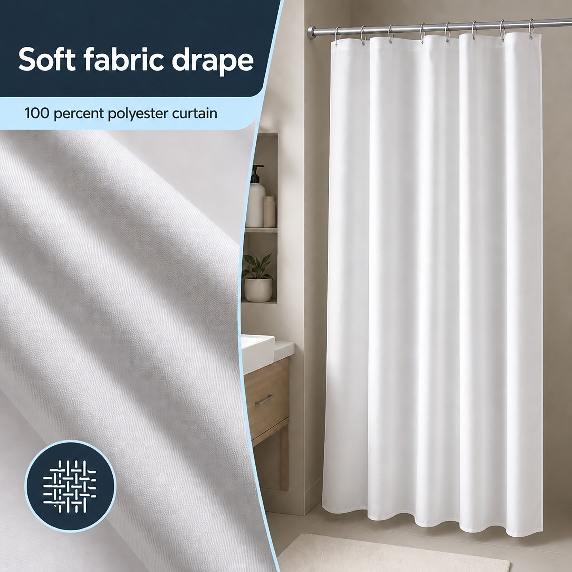evideco-rideau-de-douche-blanc-mi-large-polyester-120x180-cm-8-anneaux image 5