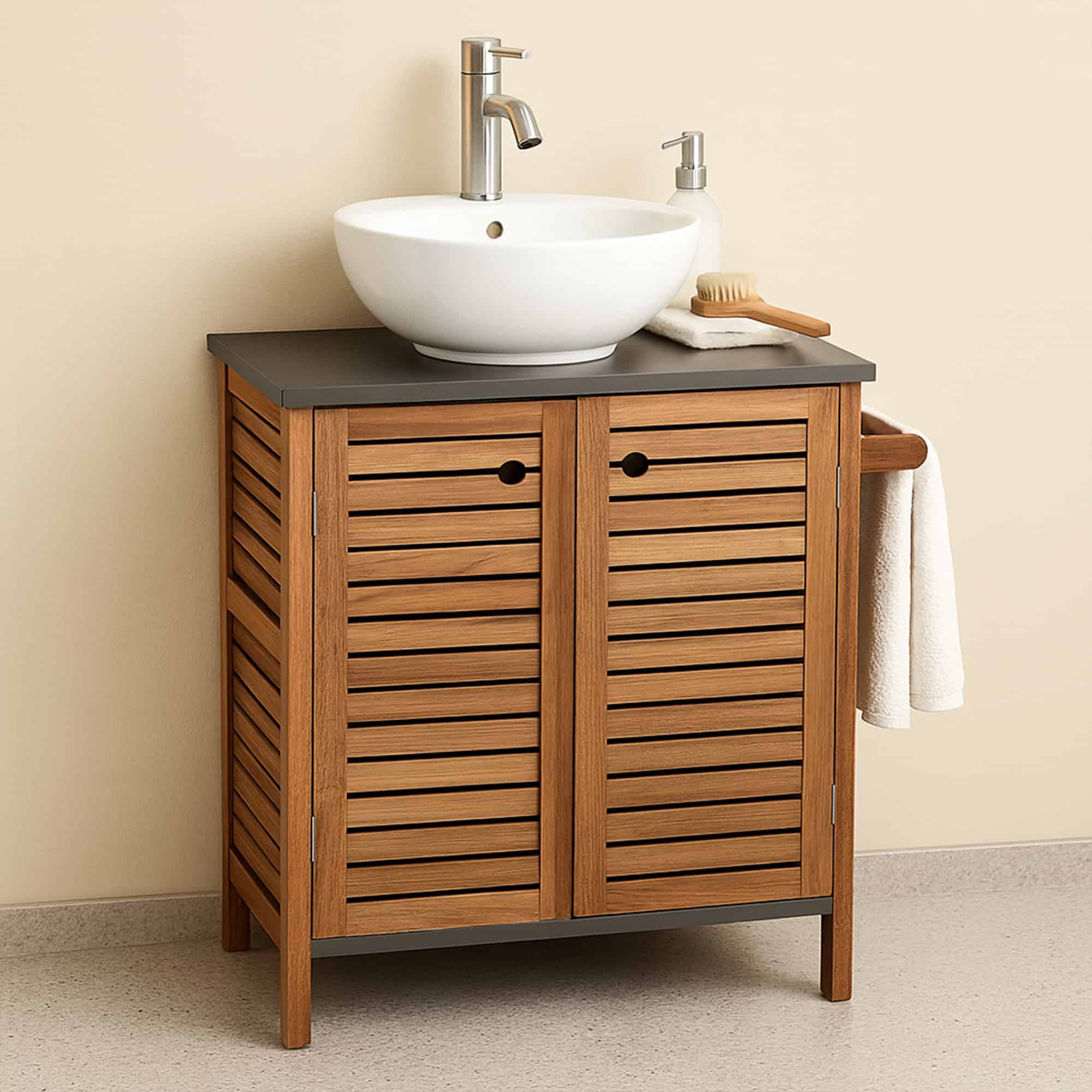 evideco-elements-meuble-sous-lavabo-marron-gris-2-portes image 1