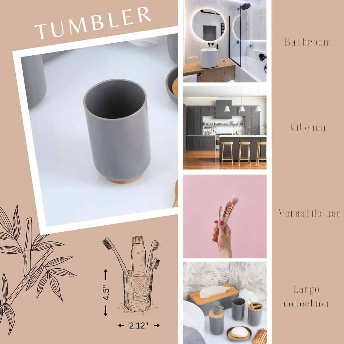 evideco-padang-gobelet-salle-de-bain-gris-bambou-30-cl image 3