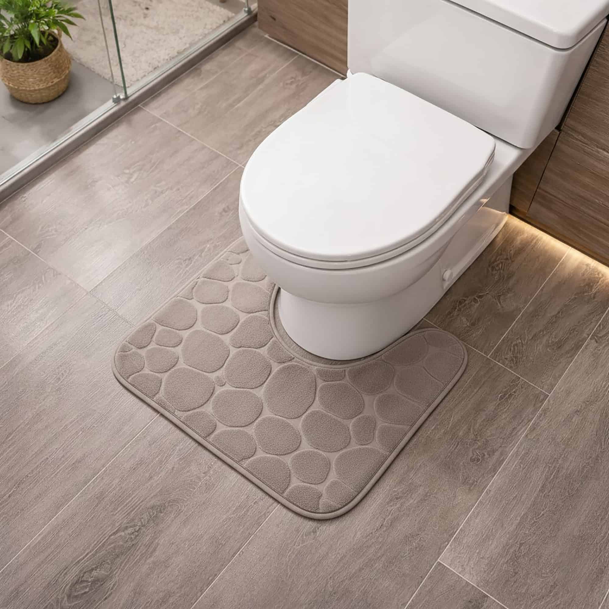 evideco-tapis-de-bain-contour-m-moire-taupe-galet-45x50-cm image 1