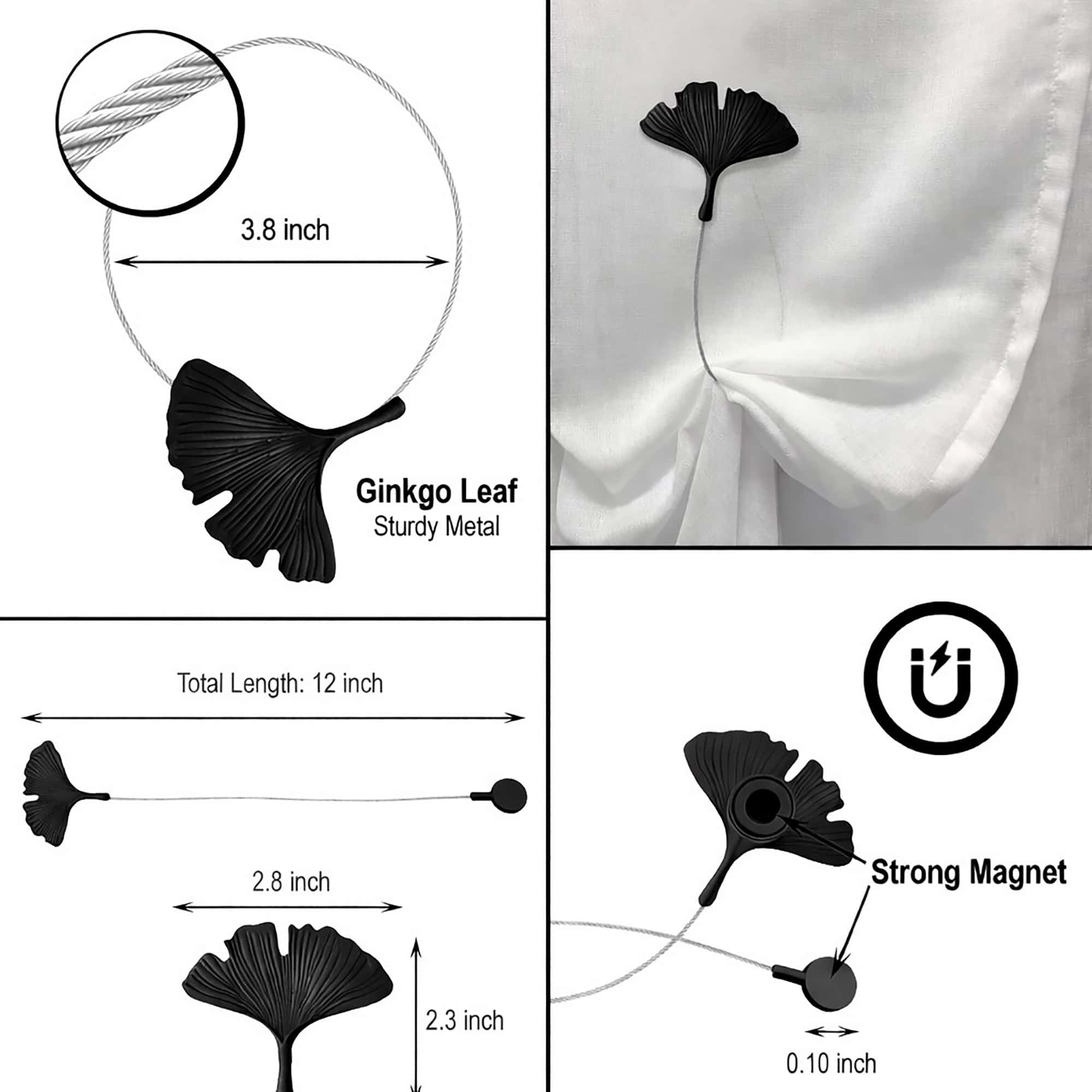 evideco-home-accessories-embrasse-rideau-magn-tique-noire-ginkgo image 4