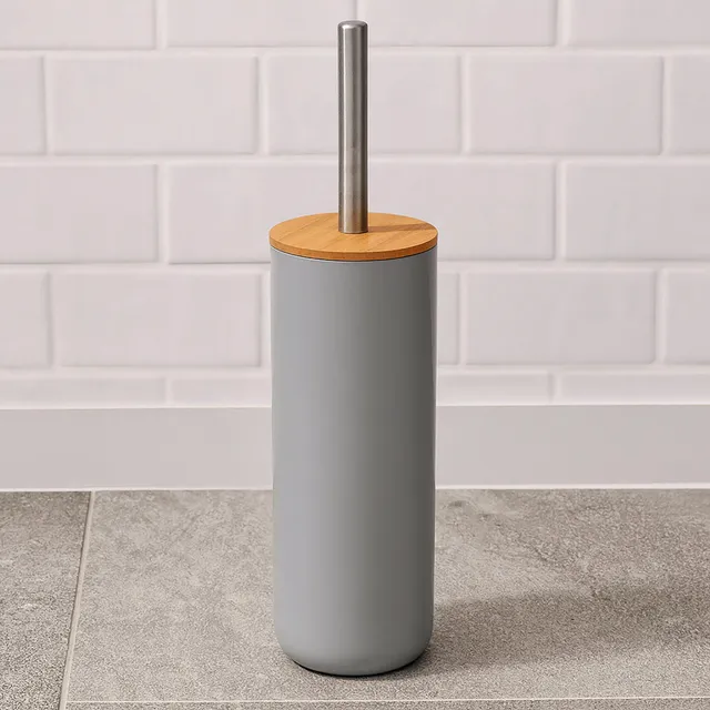 evideco-toilet-seats-brosse-wc-grise-bambou-avec-support image 1