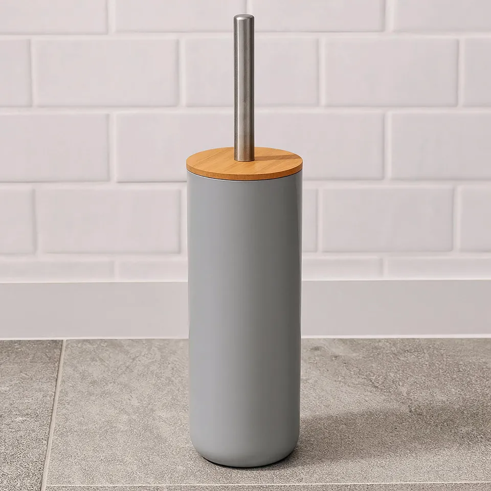 evideco-toilet-seats-brosse-wc-grise-bambou-avec-support image 1