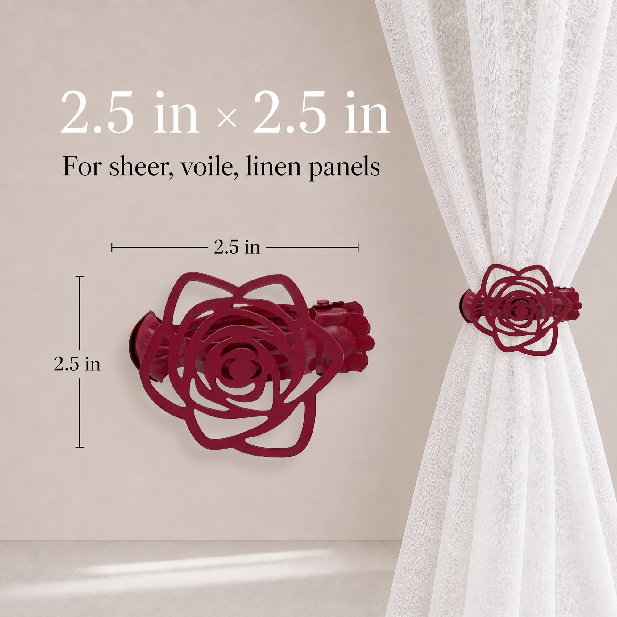 evideco-home-accessories-rose-bordeaux-pince-rideau-lot-2-m-tal image 5
