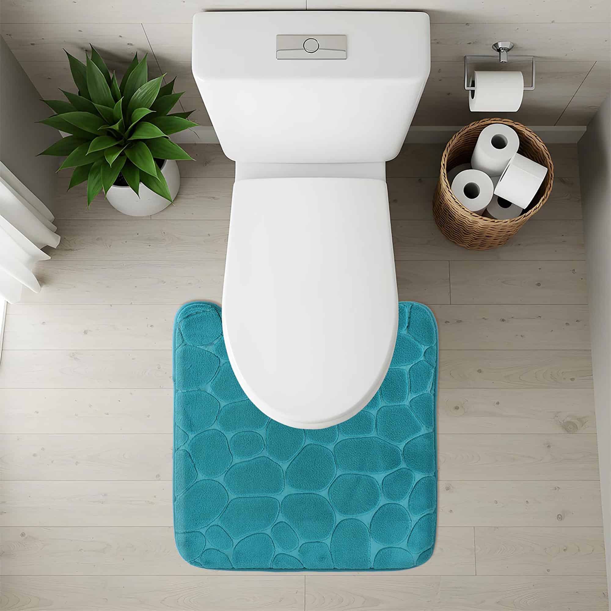 evideco-tapis-contour-wc-bleu-paon-mousse-galets-18x20 image 3