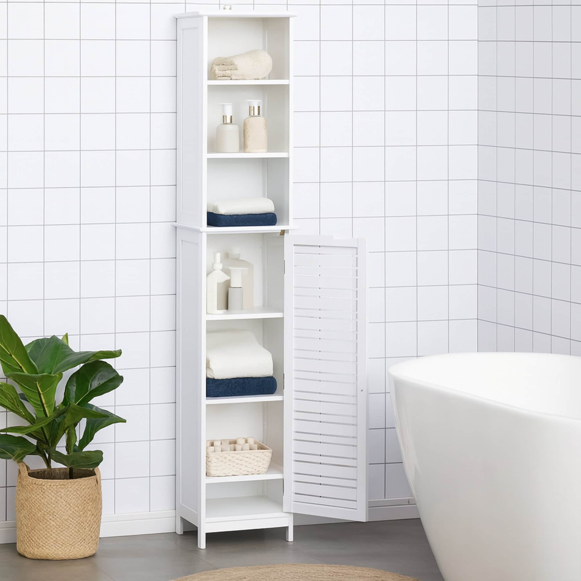 evideco-miami-armoire-salle-de-bain-blanche-haute-slim image 4