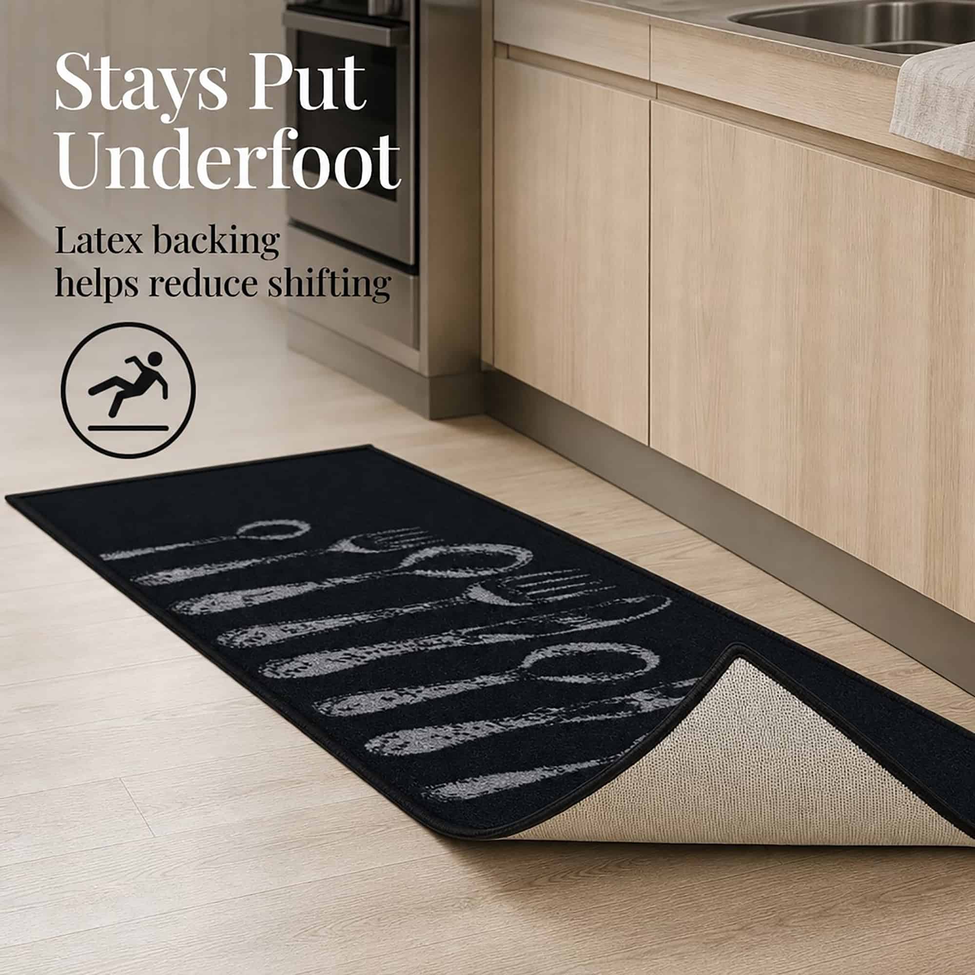evideco-tapis-cuisine-noir-couverts-122x51-lavable-antid-rapant image 4